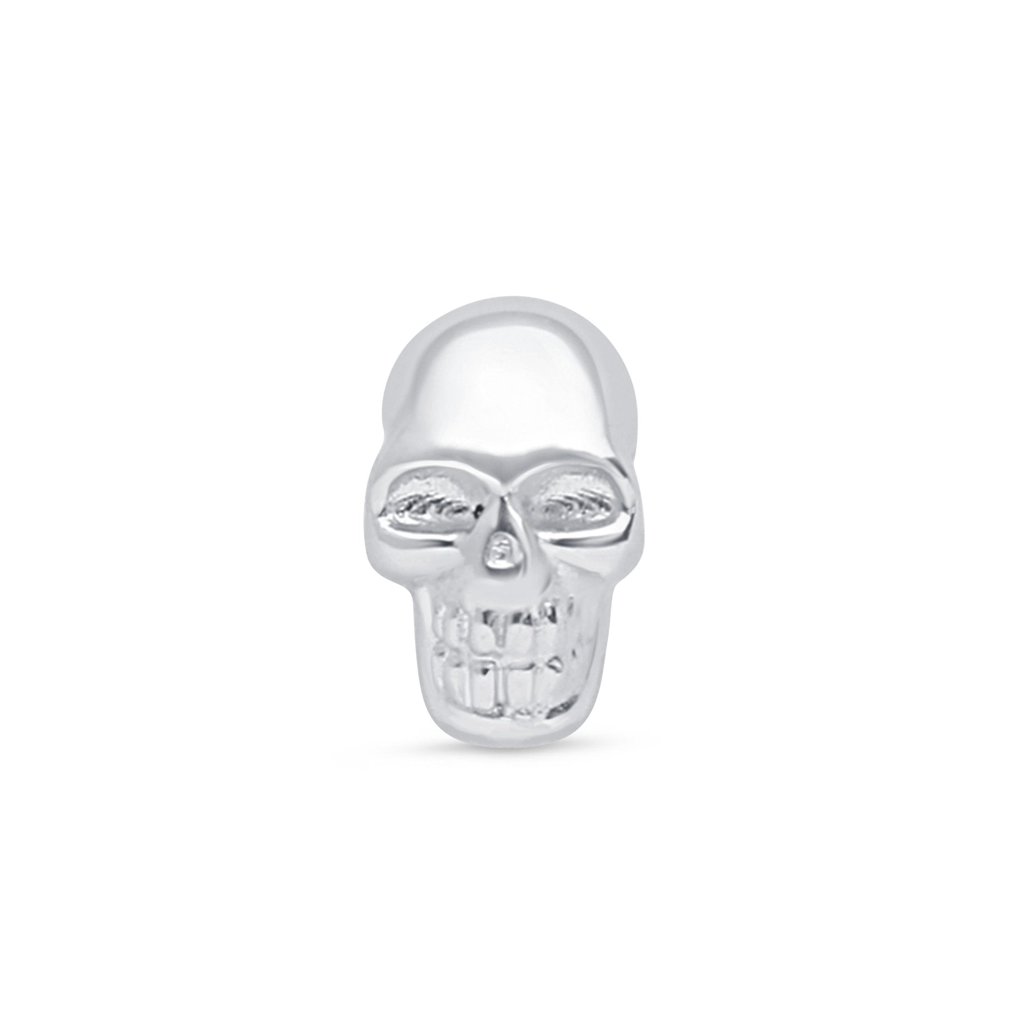 Minimalist Skull Flat Back Stud in Solid 14k White Gold