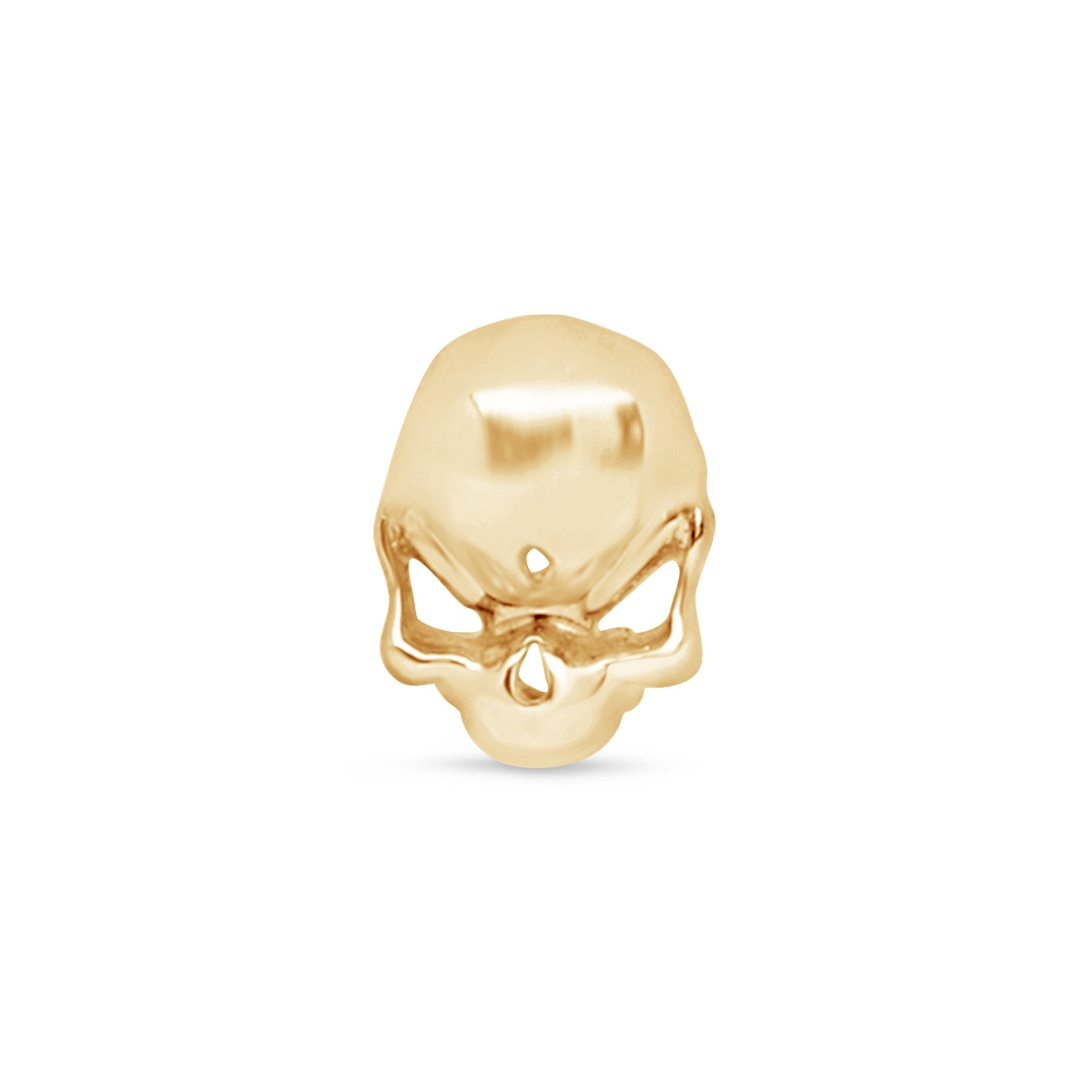 Sassy Skull Flat Back Stud in Solid 14k Yellow Gold
