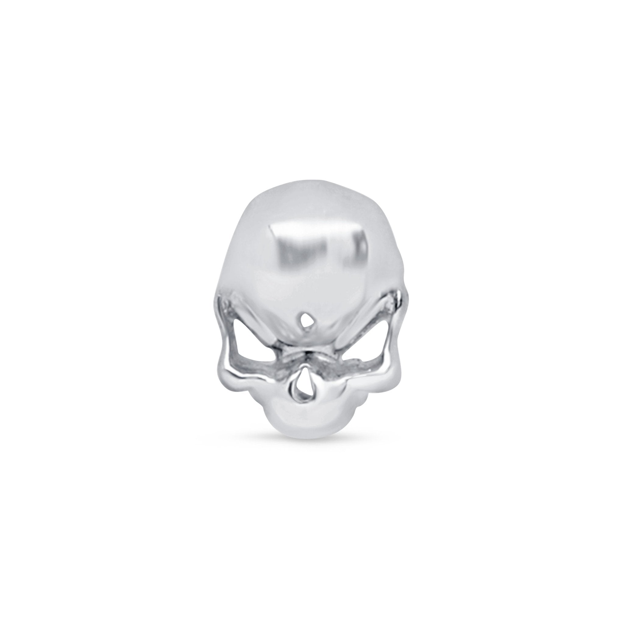 Sassy Skull Flat Back Studs in Solid 14k White Gold