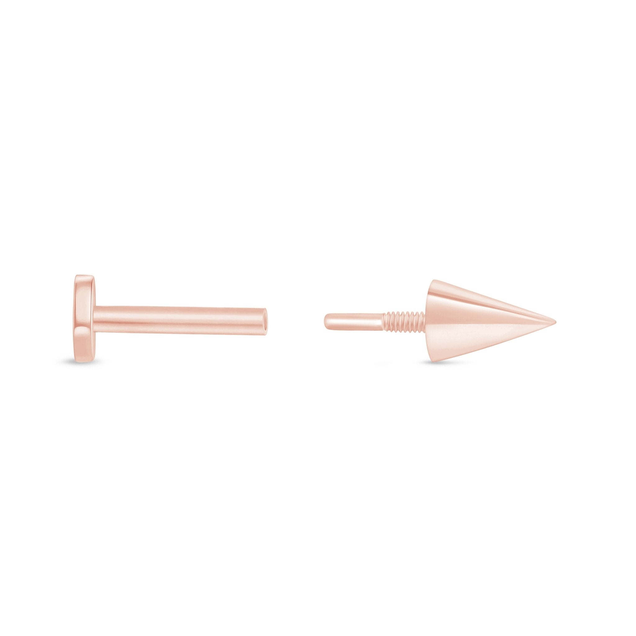 Spike Flat Back Stud in Solid 14k Rose Gold