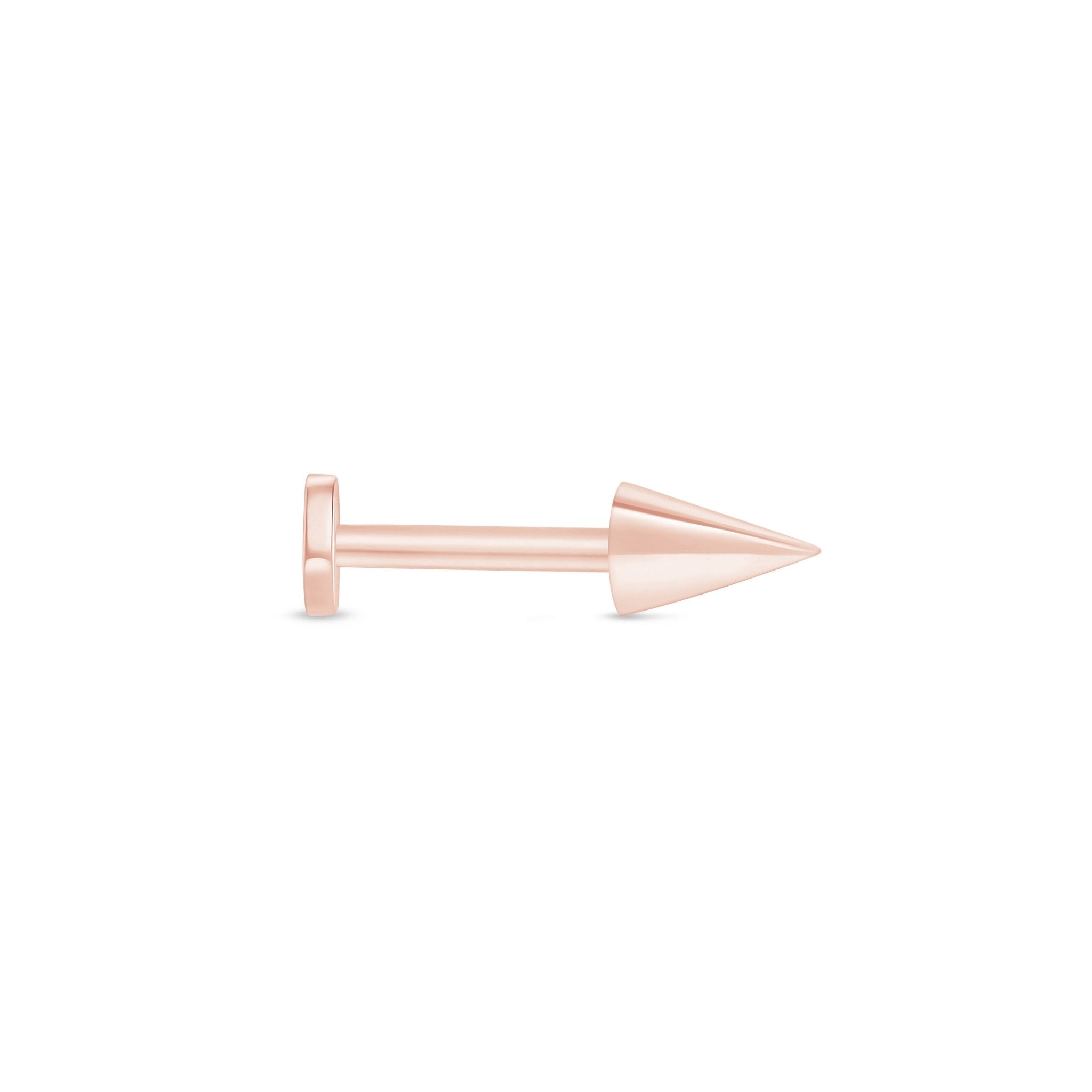 Spike Flat Back Stud in Solid 14k Rose Gold