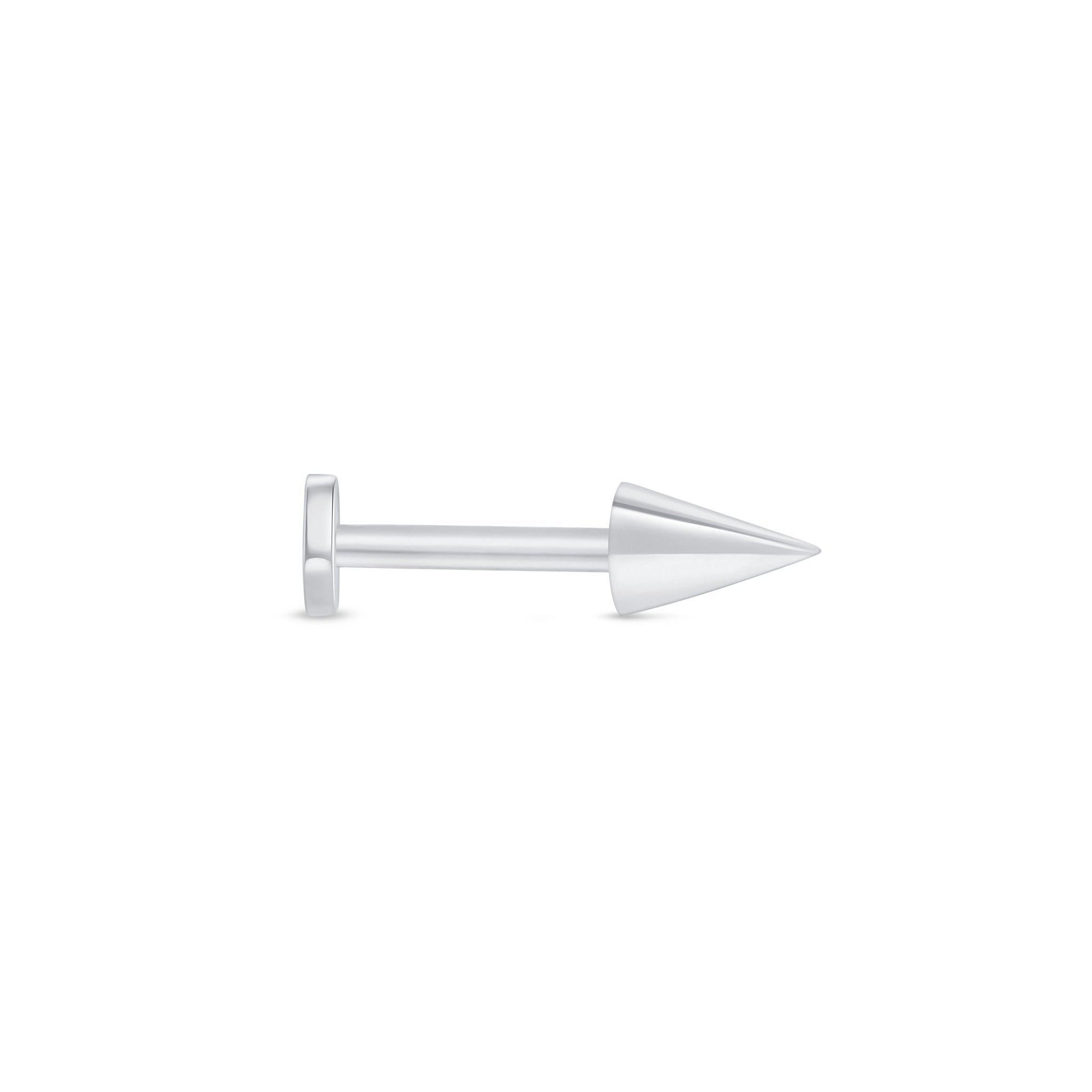 Spike Flat Back Stud in Solid 14k White Gold