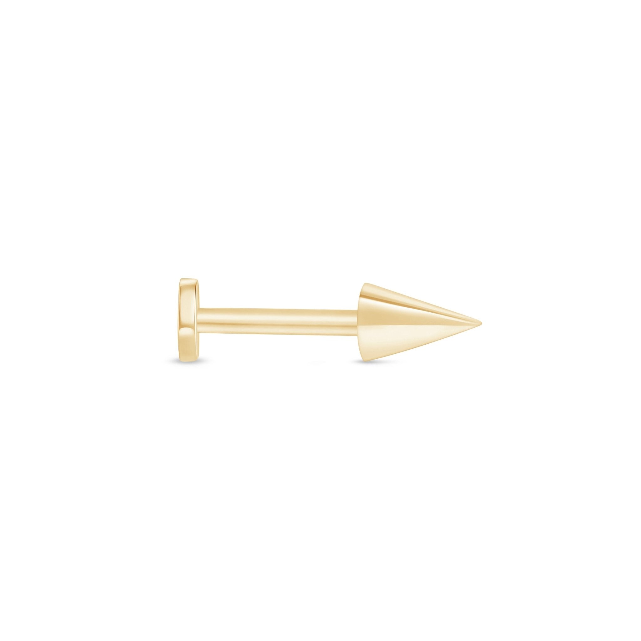 Spike Flat Back Stud in Solid 14k Yellow Gold