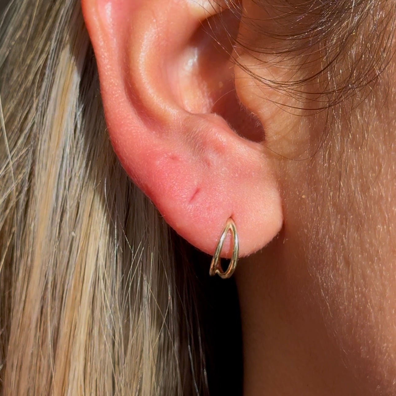 Twin Band Statement Hoop in Solid 14k Yellow Gold