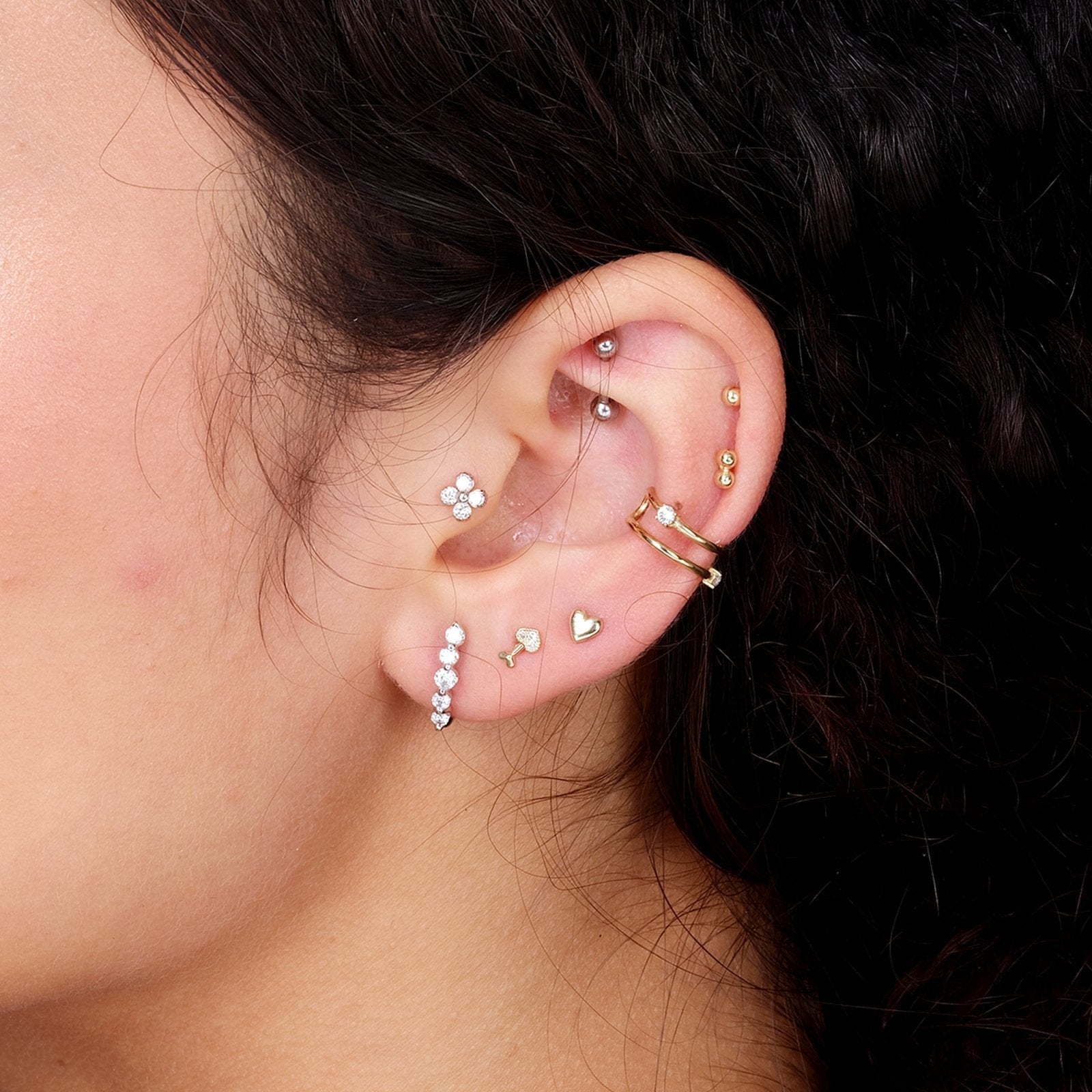 Beaded Diamond Four Petal Flower Flat Back Stud Earrings Estellacollection #product_description# 18382 14k Birthstone Cartilage Earring #tag4# #tag5# #tag6# #tag7# #tag8# #tag9# #tag10# 5MM