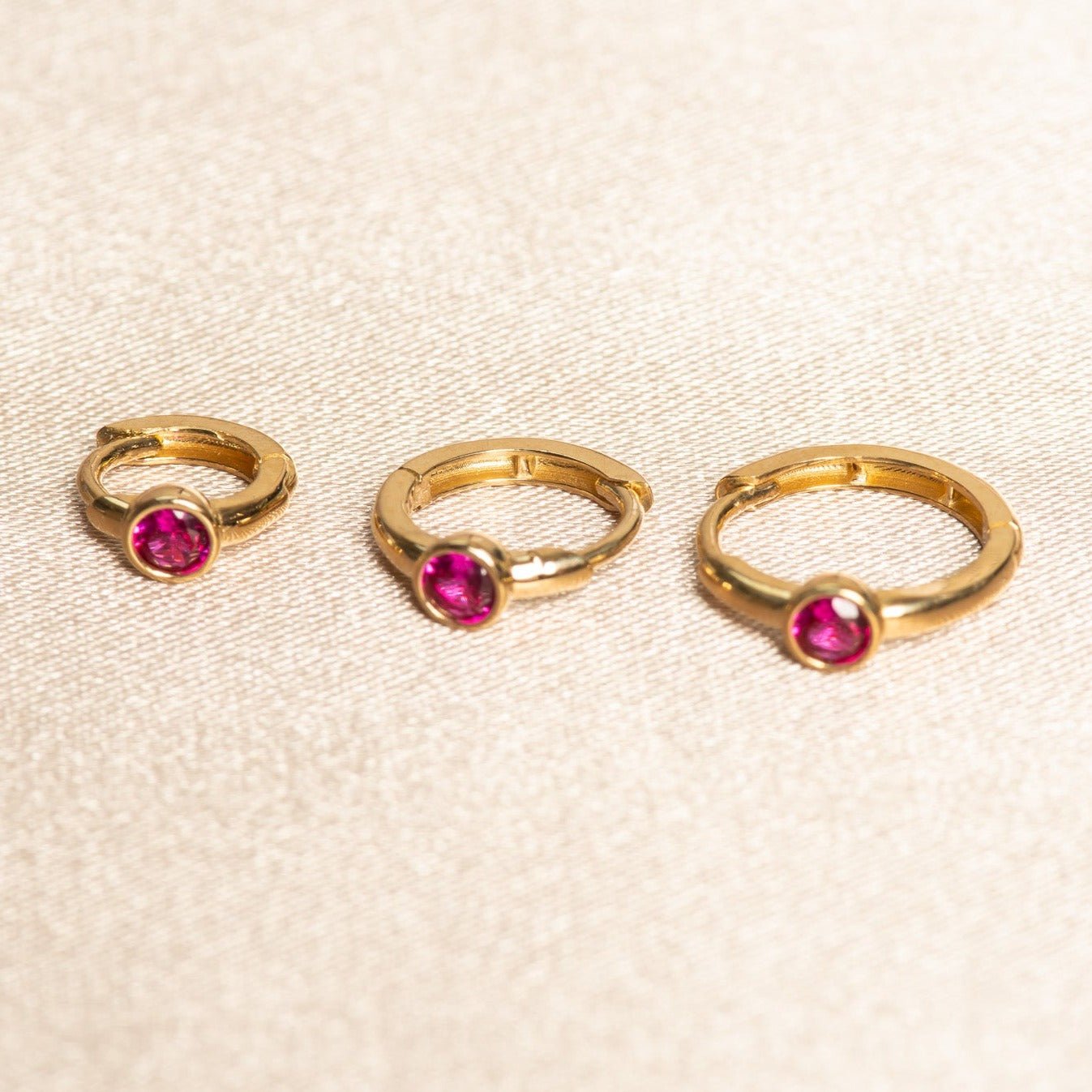 Bezel Set Ruby Huggie in 14k Gold Earrings Estellacollection #product_description# 18369 14k Birthstone cartilage hoop #tag4# #tag5# #tag6# #tag7# #tag8# #tag9# #tag10# 6mm Single Hoop