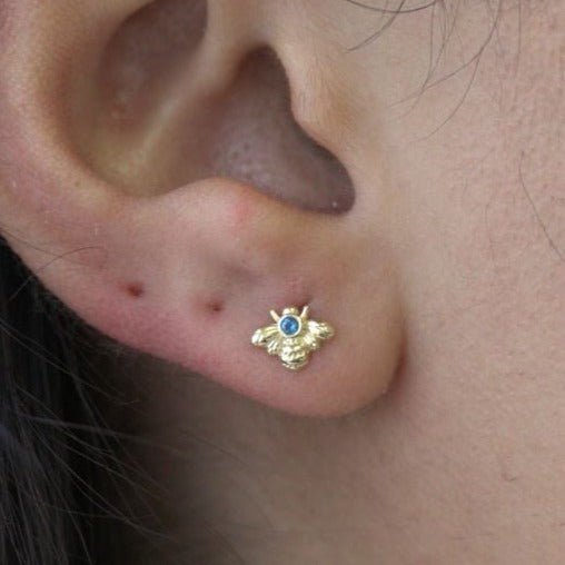 Blue Topaz Bee Flat Back Stud Earrings Estellacollection #product_description# 18507 14k Birthstone Birthstone Earrings #tag4# #tag5# #tag6# #tag7# #tag8# #tag9# #tag10# 5MM