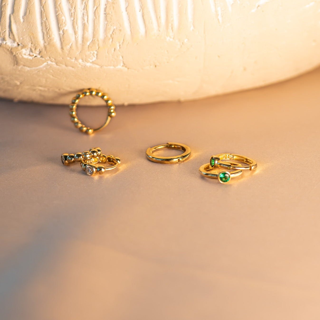 Diamond Beaded Huggie Hoop Earring in Solid 14k Yellow Gold Earrings Estellacollection #product_description# 18522 14k April Birthstone Birthstone #tag4# #tag5# #tag6# #tag7# #tag8# #tag9# #tag10#