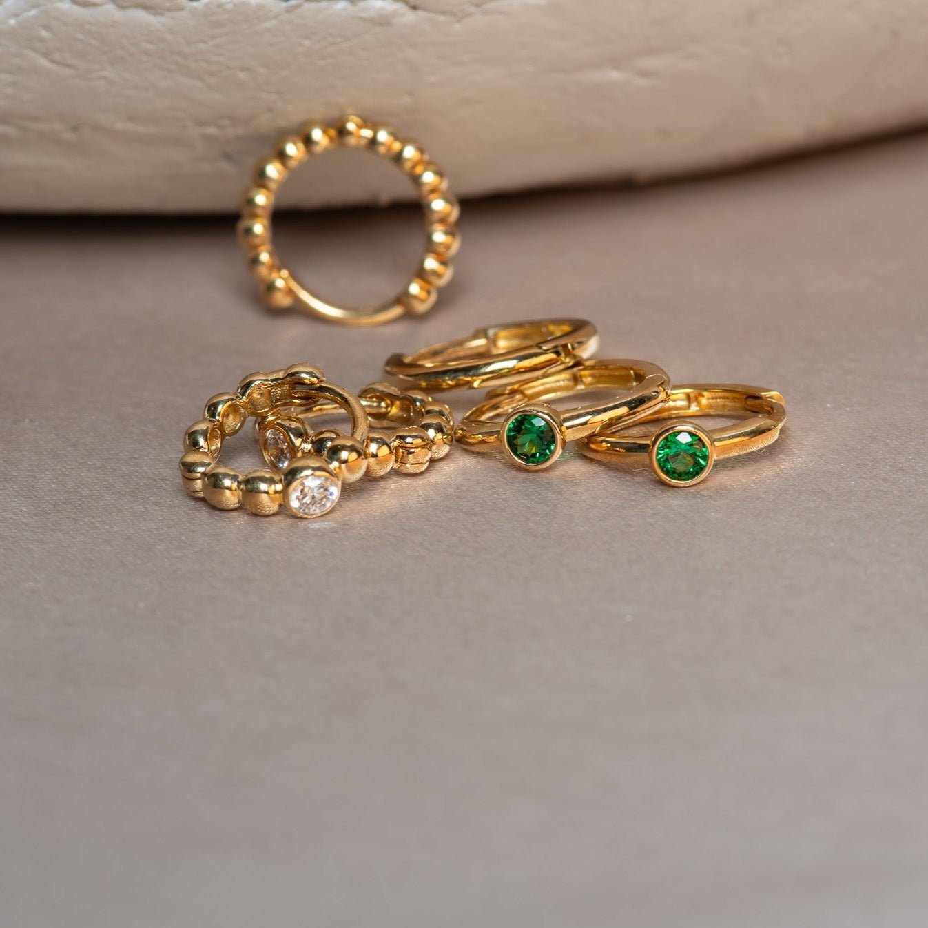 Diamond Beaded Huggie Hoop Earring in Solid 14k Yellow Gold Earrings Estellacollection #product_description# 18522 14k April Birthstone Birthstone #tag4# #tag5# #tag6# #tag7# #tag8# #tag9# #tag10#