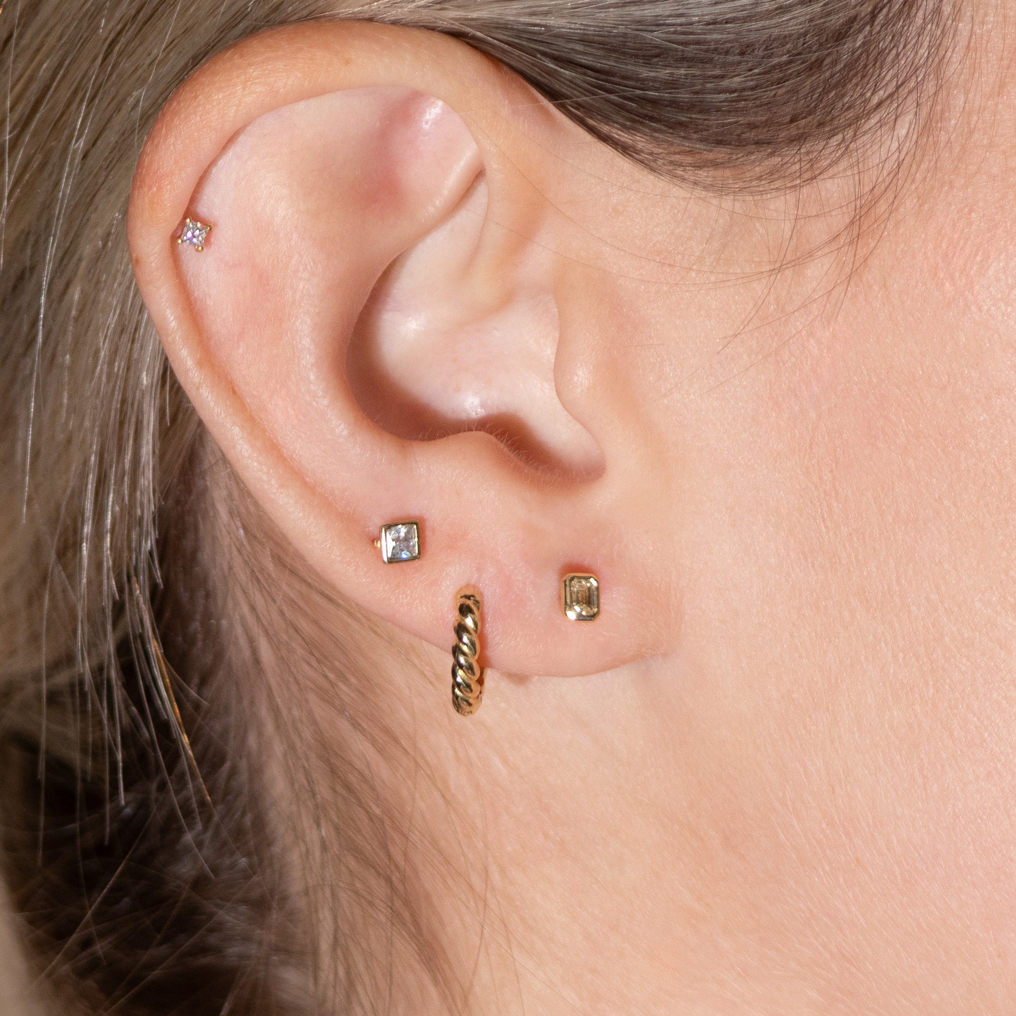 Emerald Cut Diamond Bezel Set - Flat Back Stud Earring Earrings Estellacollection #product_description# 18494 14k April Birthstone Birthstone #tag4# #tag5# #tag6# #tag7# #tag8# #tag9# #tag10# 0.10 ct 5MM