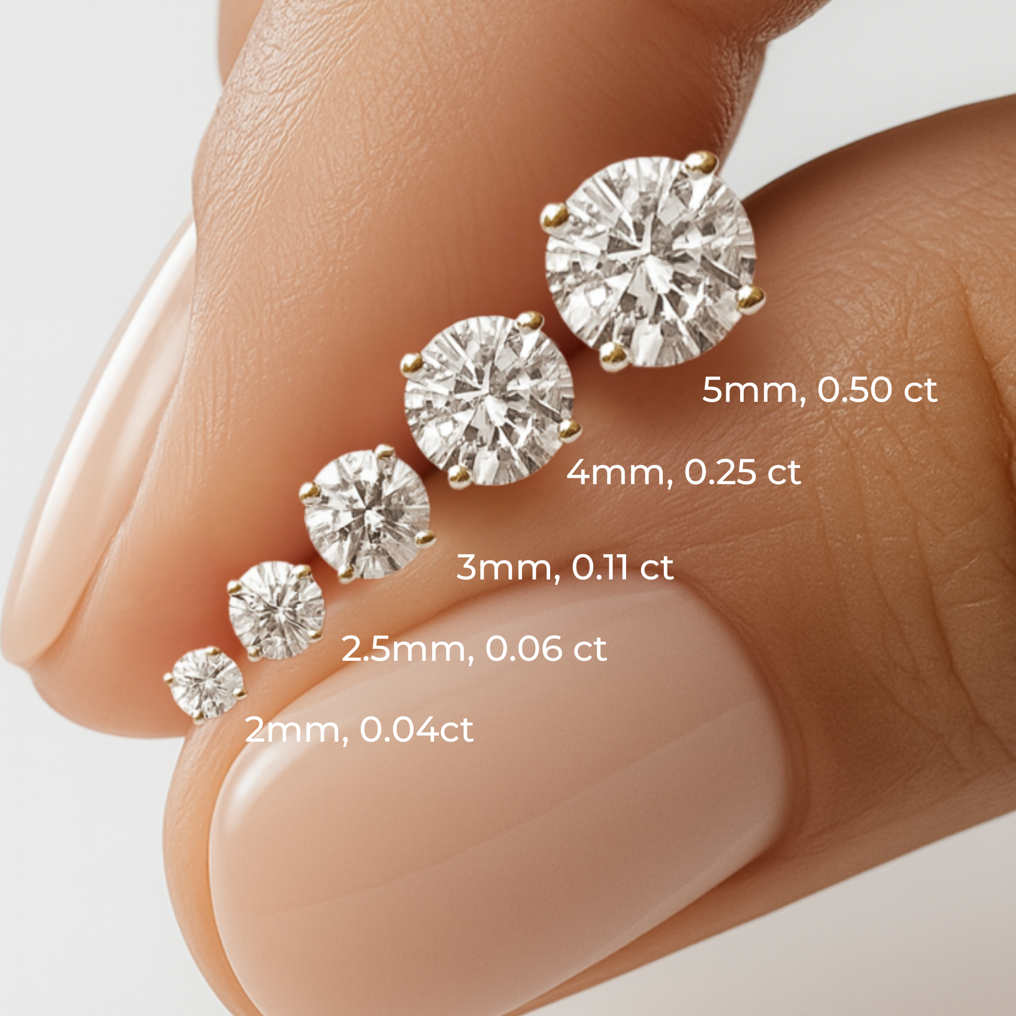 Diamond Threaded Flat Back Stud in Solid 14k Rose Gold