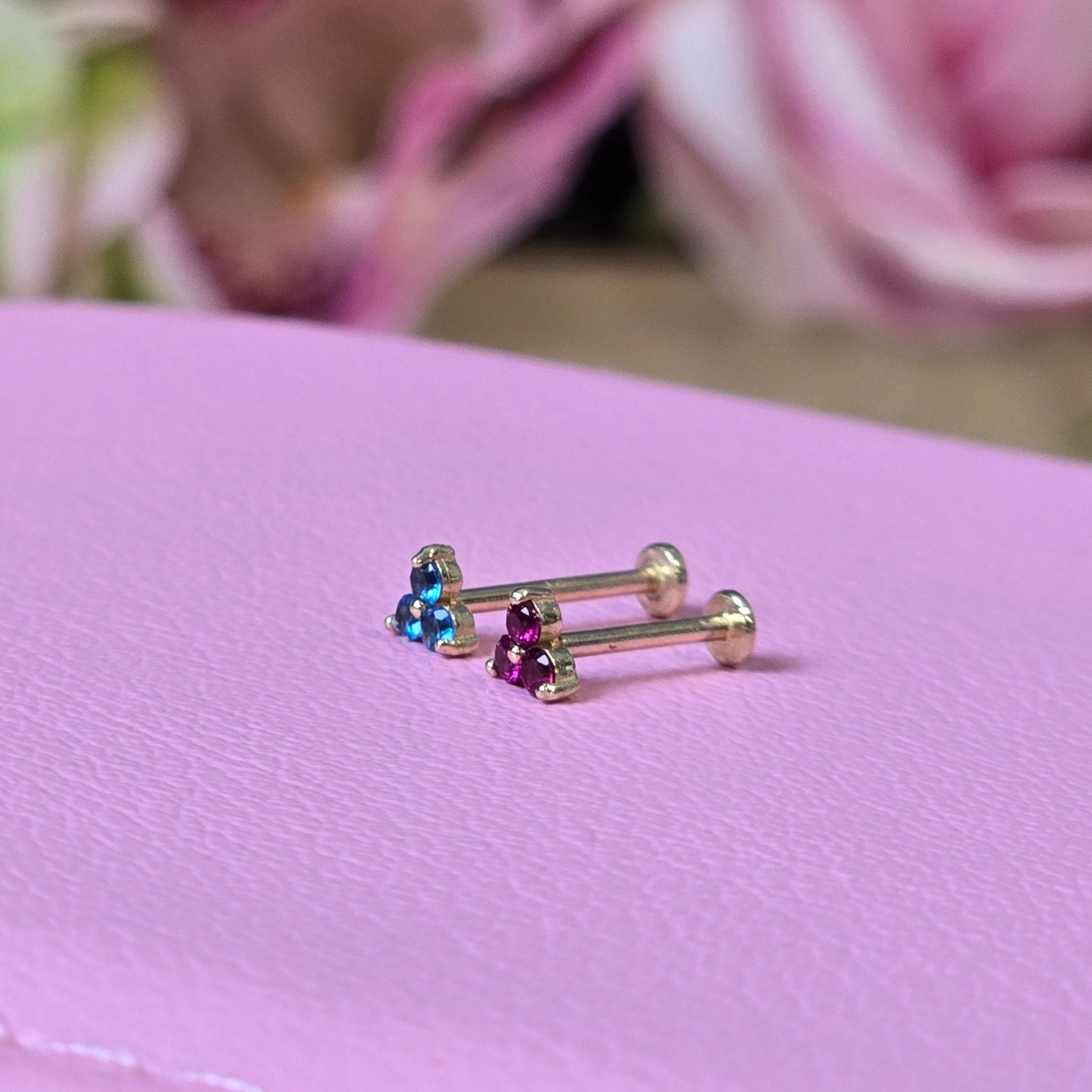 Pink Ruby Trinity Cluster Flat Back Earring Earrings Estellacollection #product_description# 18134 14k Birthstone Cartilage Earring #tag4# #tag5# #tag6# #tag7# #tag8# #tag9# #tag10# 5MM