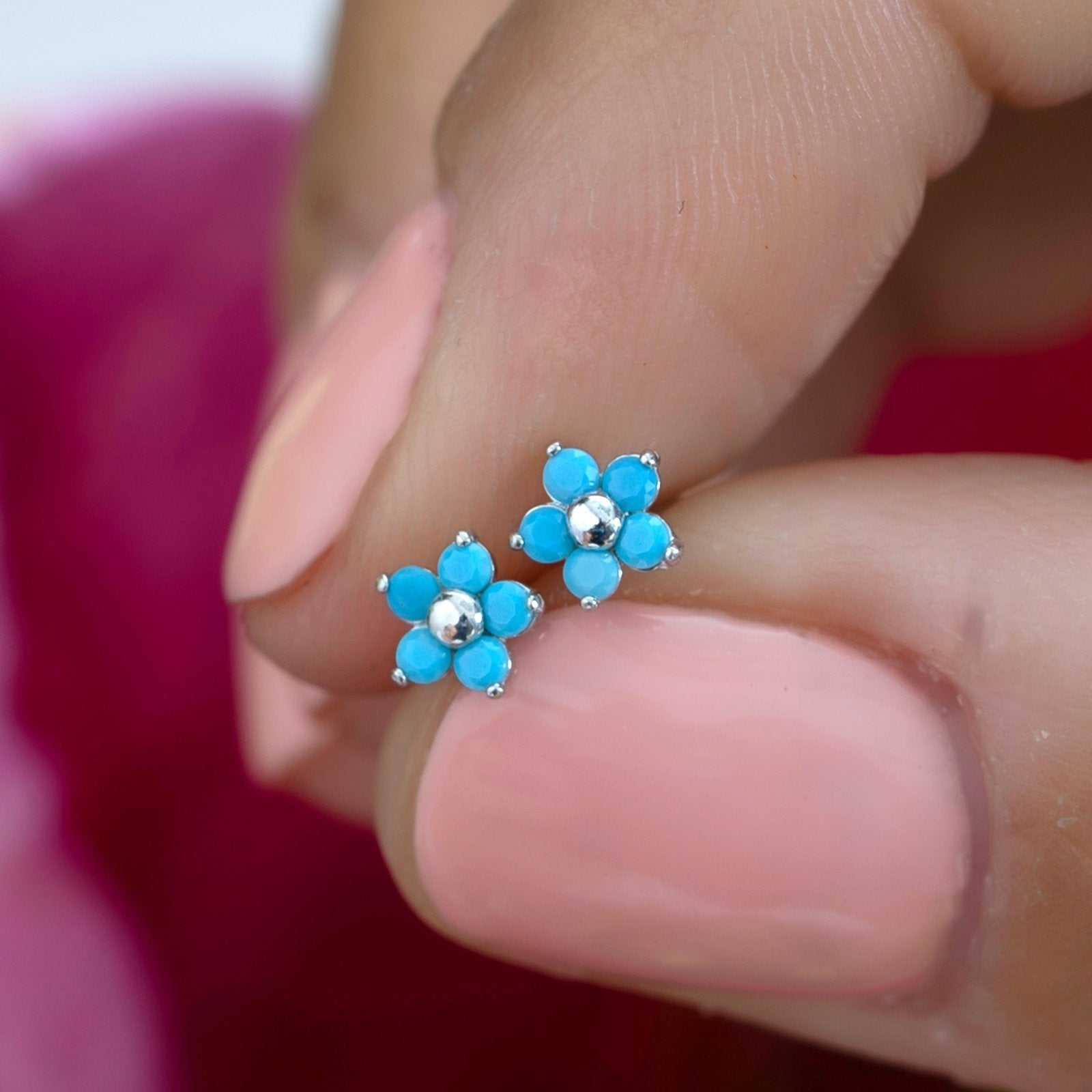 Turquoise Flower Flat Back Stud Earrings Estellacollection #product_description# 18462 14k Birthstone Blue Gemstone #tag4# #tag5# #tag6# #tag7# #tag8# #tag9# #tag10# 5MM
