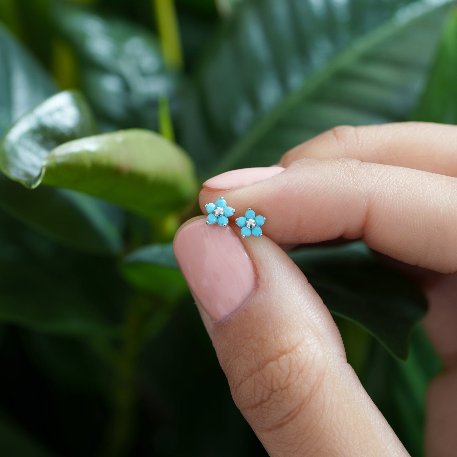 Turquoise Flower Flat Back Stud Earrings Estellacollection #product_description# 18462 14k Birthstone Blue Gemstone #tag4# #tag5# #tag6# #tag7# #tag8# #tag9# #tag10# 5MM