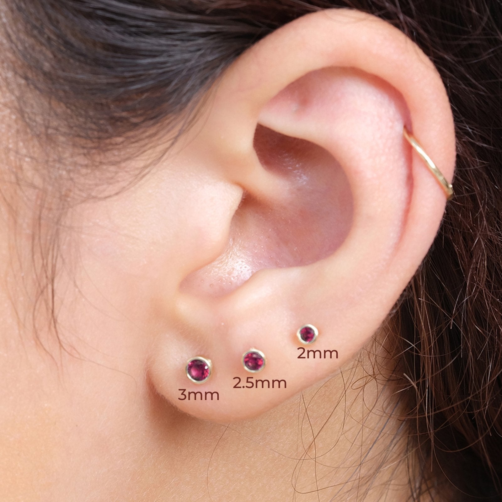 Bezel Set Pink Ruby Flat Back Stud Earrings Estellacollection #product_description# 18300 14k Birthstone Cartilage Earring #tag4# #tag5# #tag6# #tag7# #tag8# #tag9# #tag10# 2MM 5MM