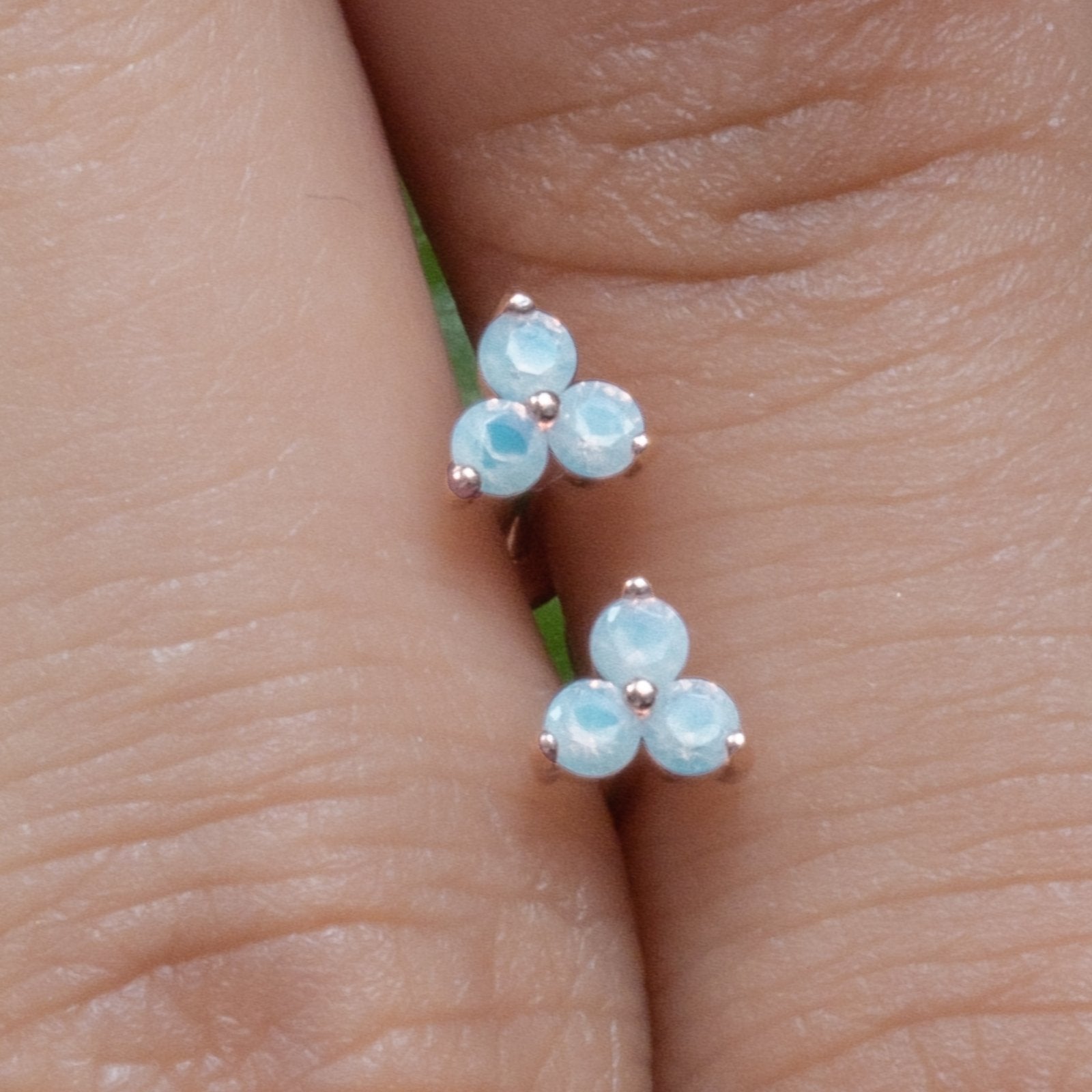 Blue Opal Trinity Cluster Flat Back Stud Earrings Estellacollection #product_description# 18326 14k Birthstone Birthstone Earrings #tag4# #tag5# #tag6# #tag7# #tag8# #tag9# #tag10# 5MM