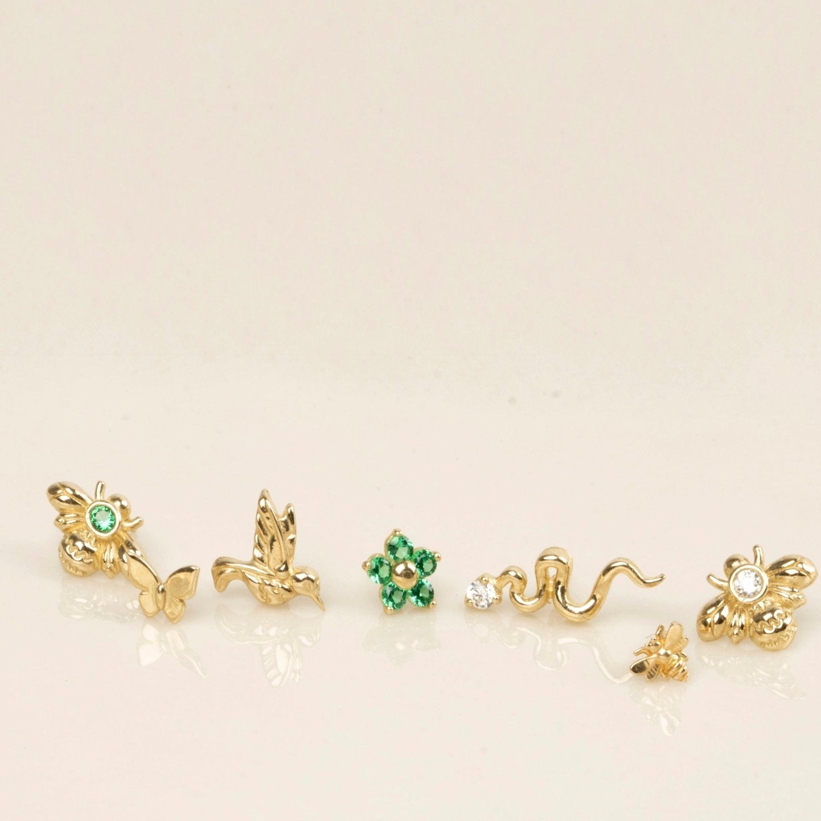 Emerald Bee Flat Back Stud Earrings Estellacollection #product_description# 17939 14k Birthstone Cartilage Earring #tag4# #tag5# #tag6# #tag7# #tag8# #tag9# #tag10# 5MM