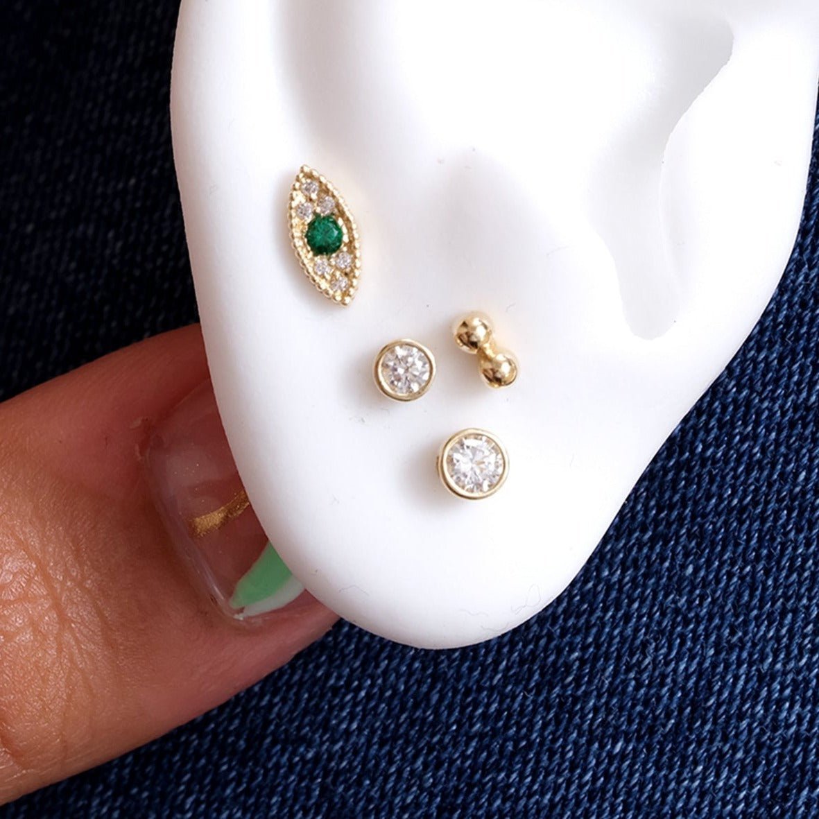 Emerald Evil Eye Flat Back Stud Earrings Estellacollection #product_description# 17881 14k Birthstone Birthstone Earrings #tag4# #tag5# #tag6# #tag7# #tag8# #tag9# #tag10# 5MM