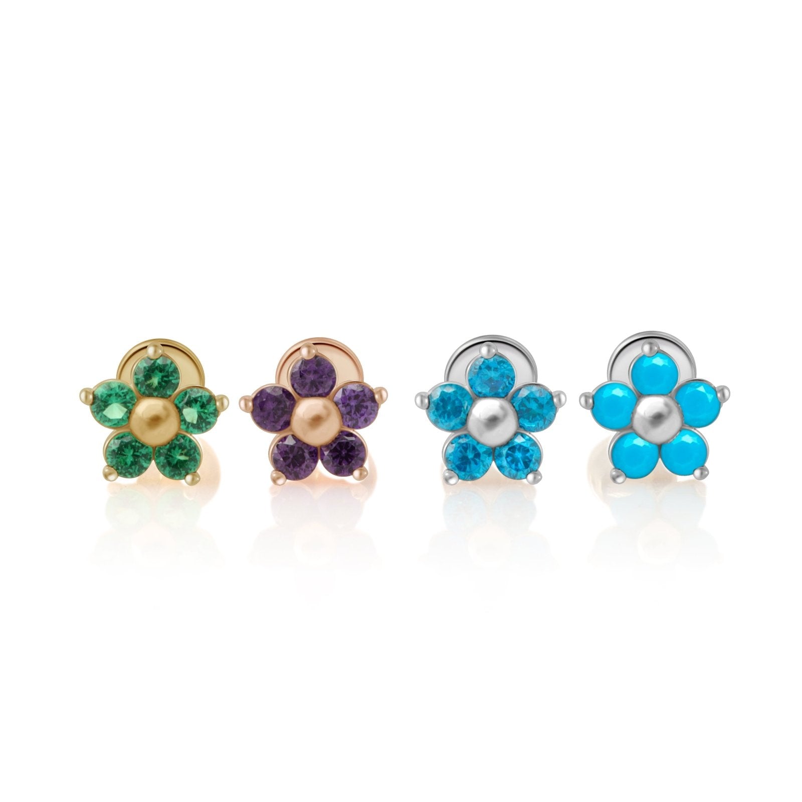 Emerald Flower Flat Back Stud Earrings Estellacollection #product_description# 18122 14k Birthstone Birthstone Earrings #tag4# #tag5# #tag6# #tag7# #tag8# #tag9# #tag10# 5MM