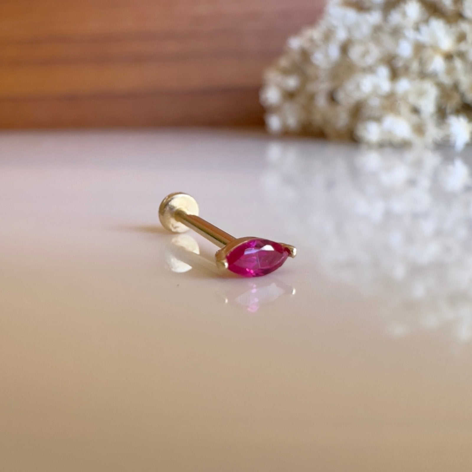 Marquise Pink Ruby Flat Back Earring Earrings Estellacollection #product_description# 18318 14k Birthstone Birthstone Earrings #tag4# #tag5# #tag6# #tag7# #tag8# #tag9# #tag10# 5MM