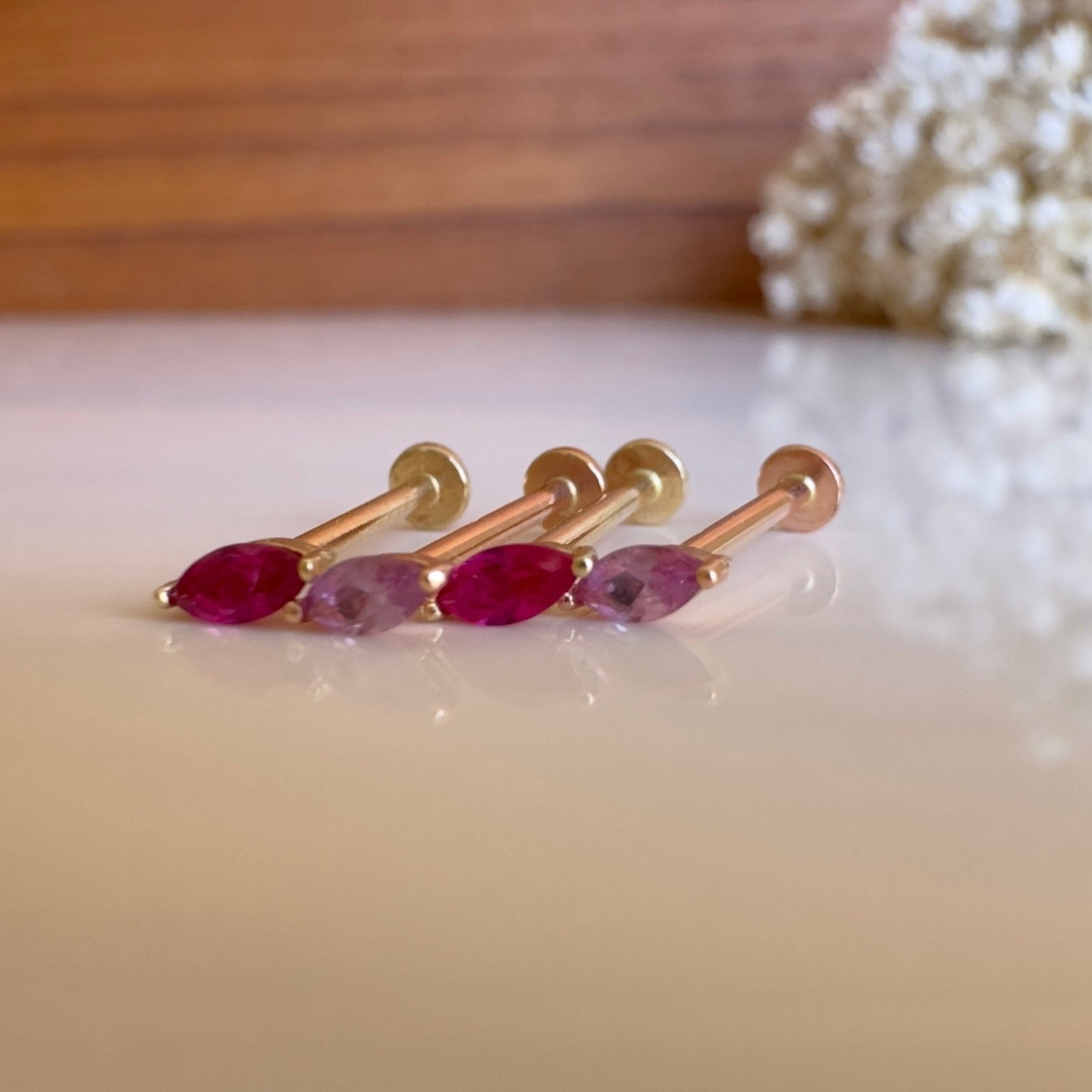 Marquise Pink Ruby Flat Back Earring Earrings Estellacollection #product_description# 18318 14k Birthstone Birthstone Earrings #tag4# #tag5# #tag6# #tag7# #tag8# #tag9# #tag10# 5MM