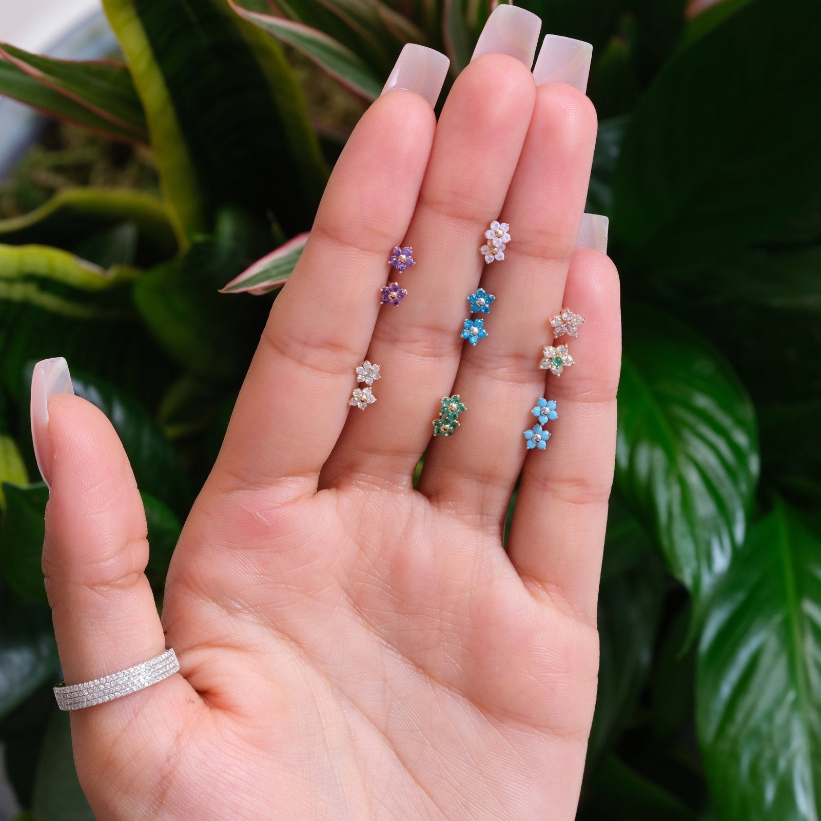 Pink Opal Flower Flat Back Stud Earrings Estellacollection #product_description# 18126 14k Birthstone Birthstone Earrings #tag4# #tag5# #tag6# #tag7# #tag8# #tag9# #tag10# 5MM