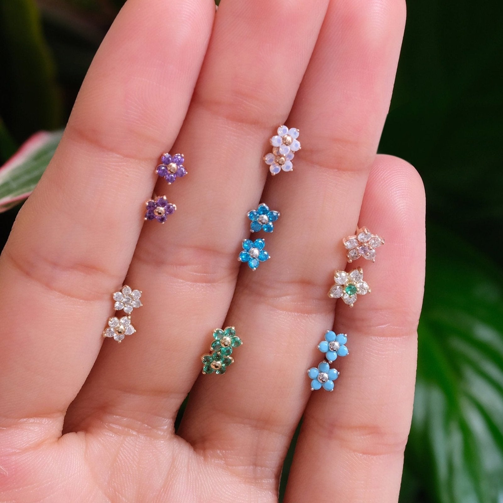 Turquoise Flower Flat Back Stud Earrings Estellacollection #product_description# 18324 14k Birthstone Blue Gemstone #tag4# #tag5# #tag6# #tag7# #tag8# #tag9# #tag10# 5MM