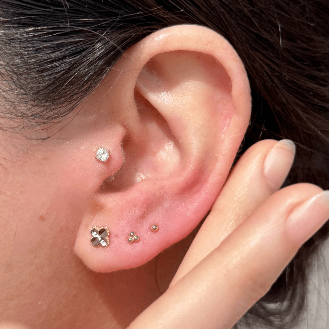 Ball Flat Back Stud in Solid 14k Yellow Gold