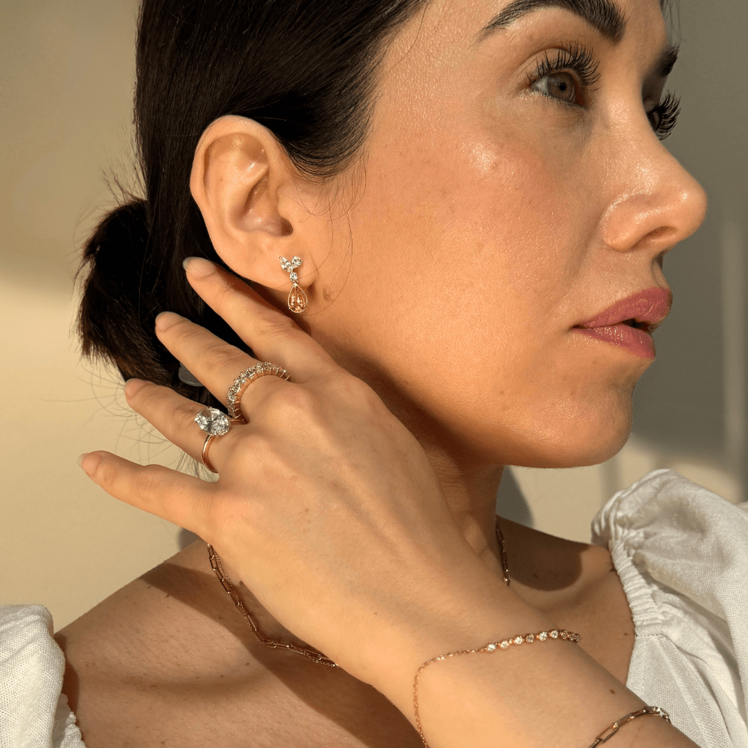 Pear Cut Citrine and Sapphire Dangle Earrings in Solid 10k Yellow Gold