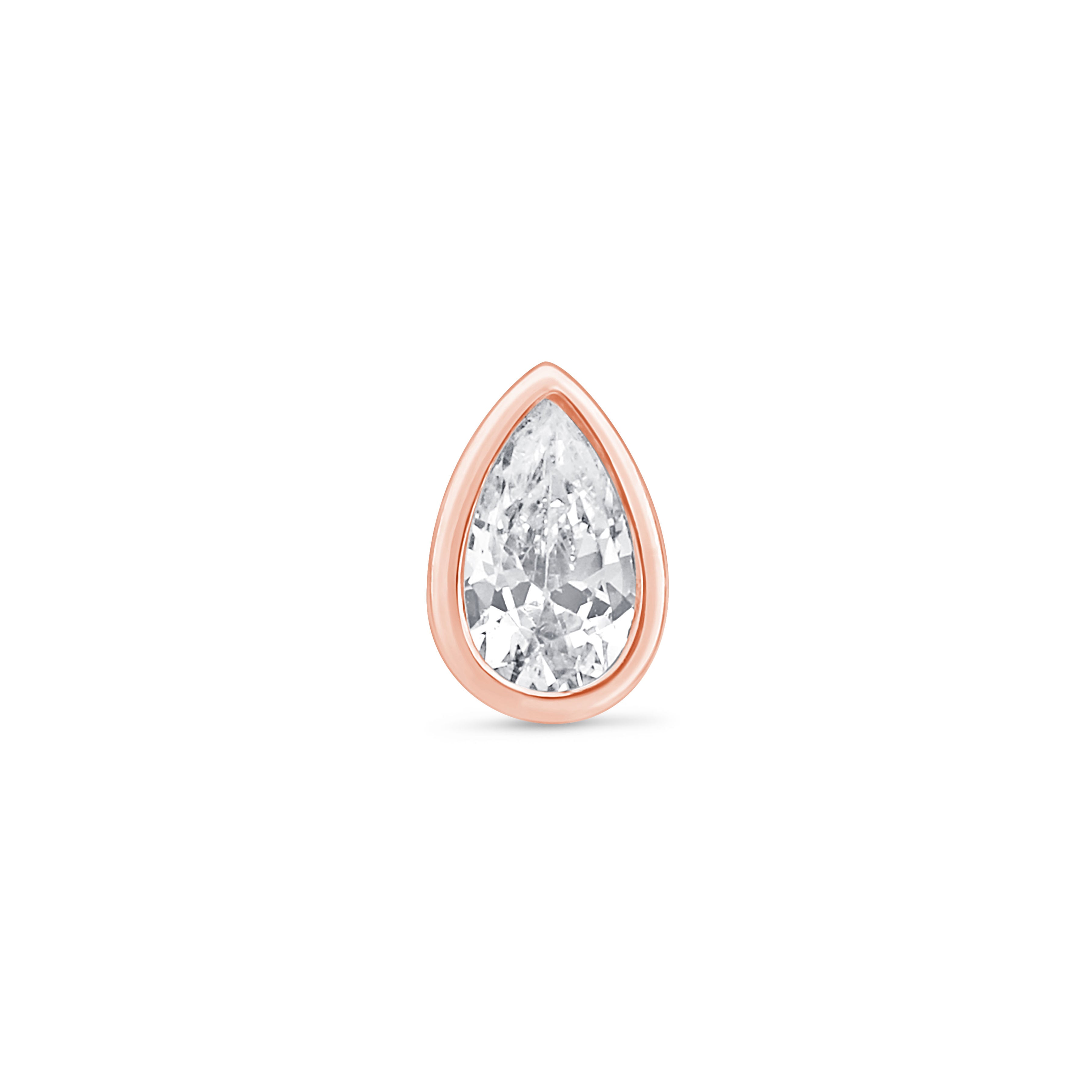 Pear Gemstone Flat Back Stud Bezel Set in Solid 14k Rose Gold