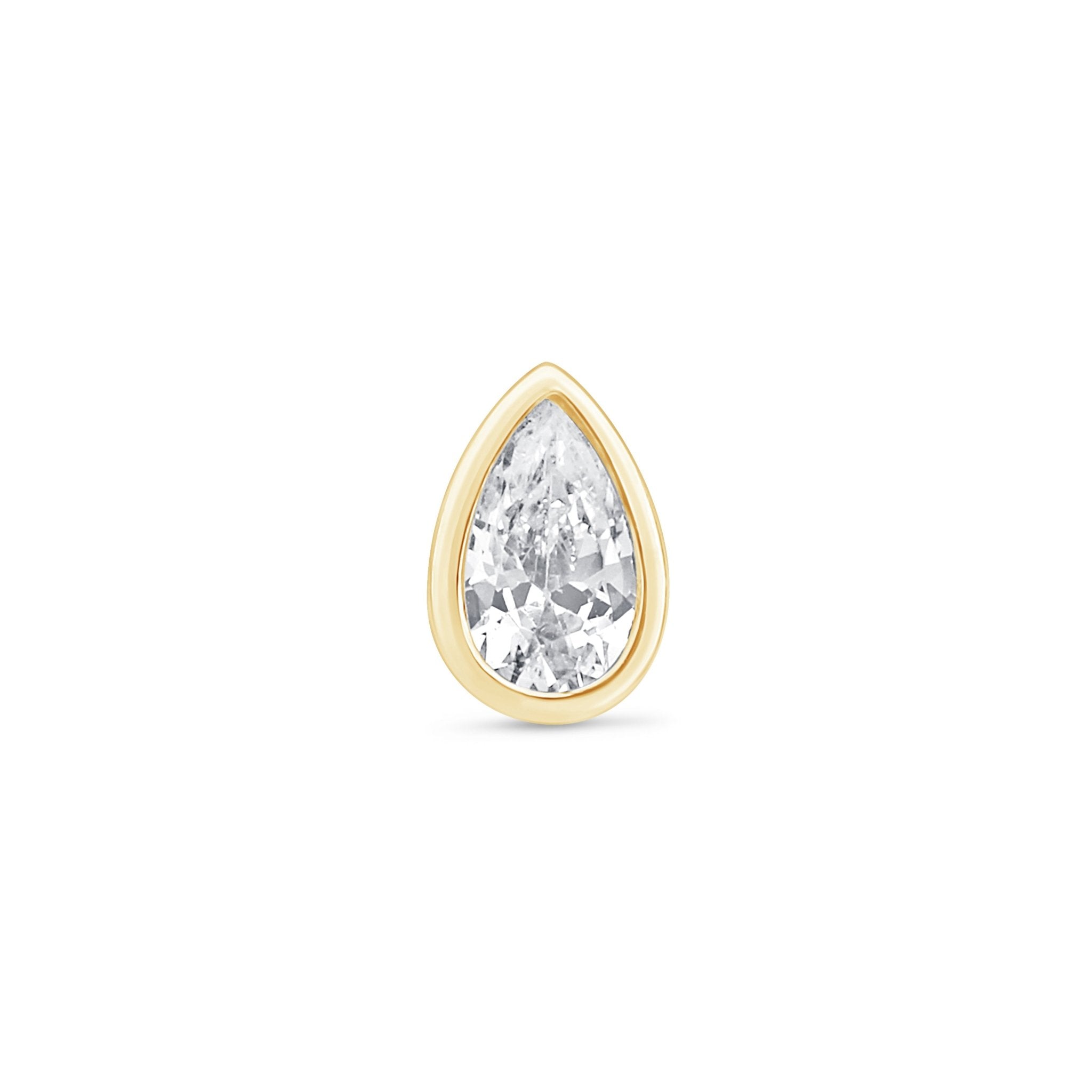 Pear Gemstone Flat Back Stud Bezel Set in Solid 14k Yellow Gold