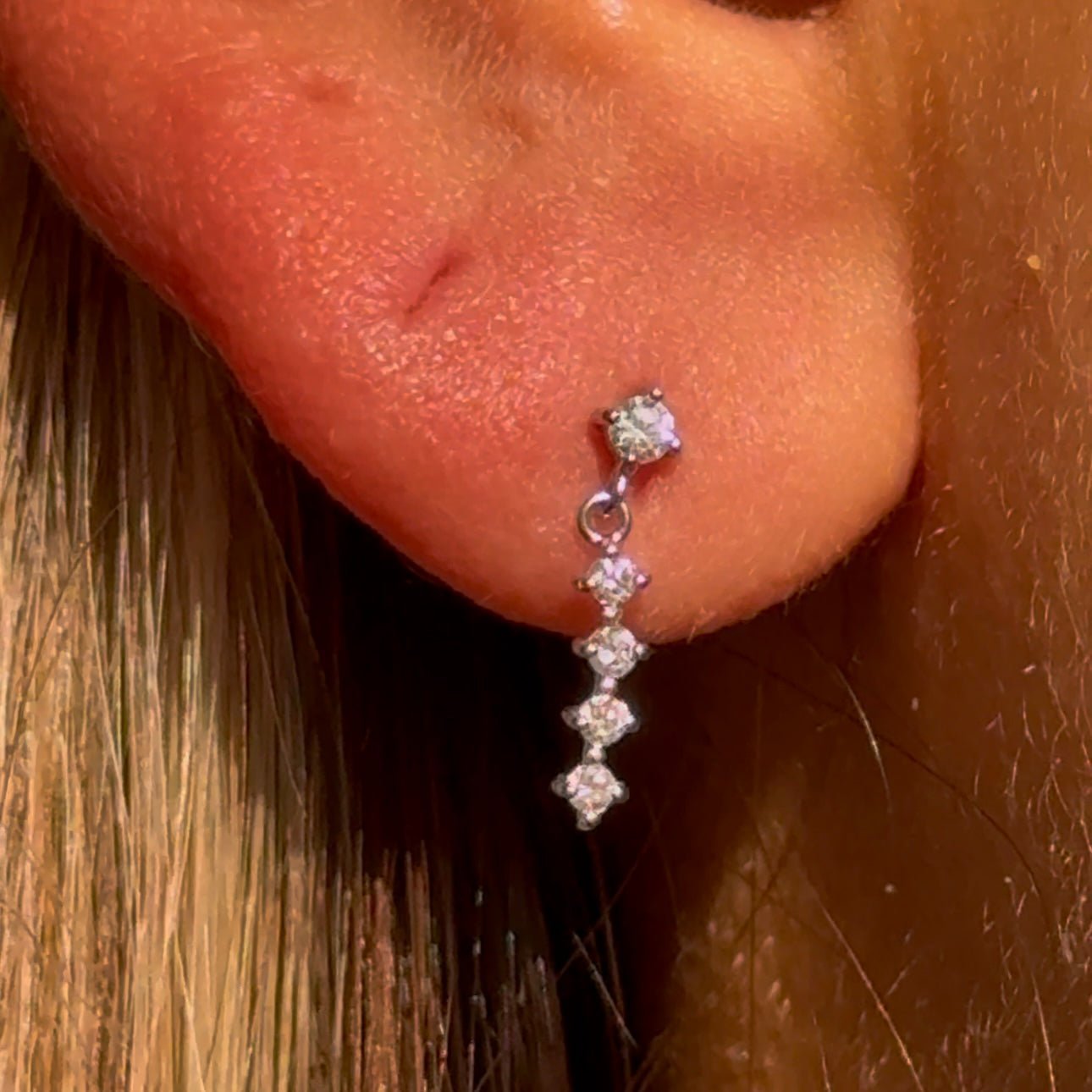 Timeless Round Diamond Strand Flat Back Stud in Solid 14k Yellow Gold