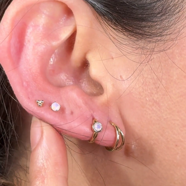 Twin Band Statement Hoop in Solid 14k Yellow Gold