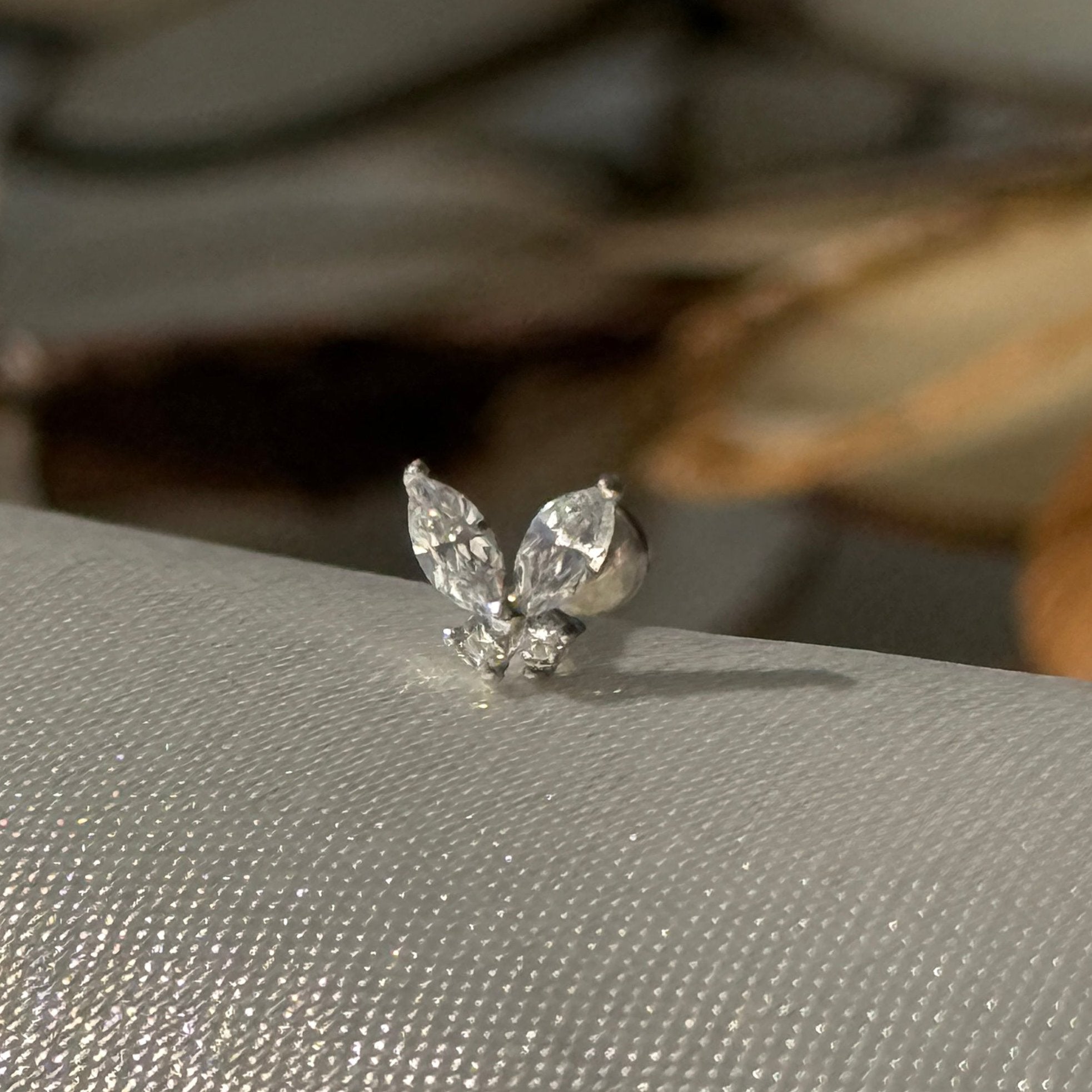 Fluttering Butterfly Flat Back Stud in Solid 14k White Gold