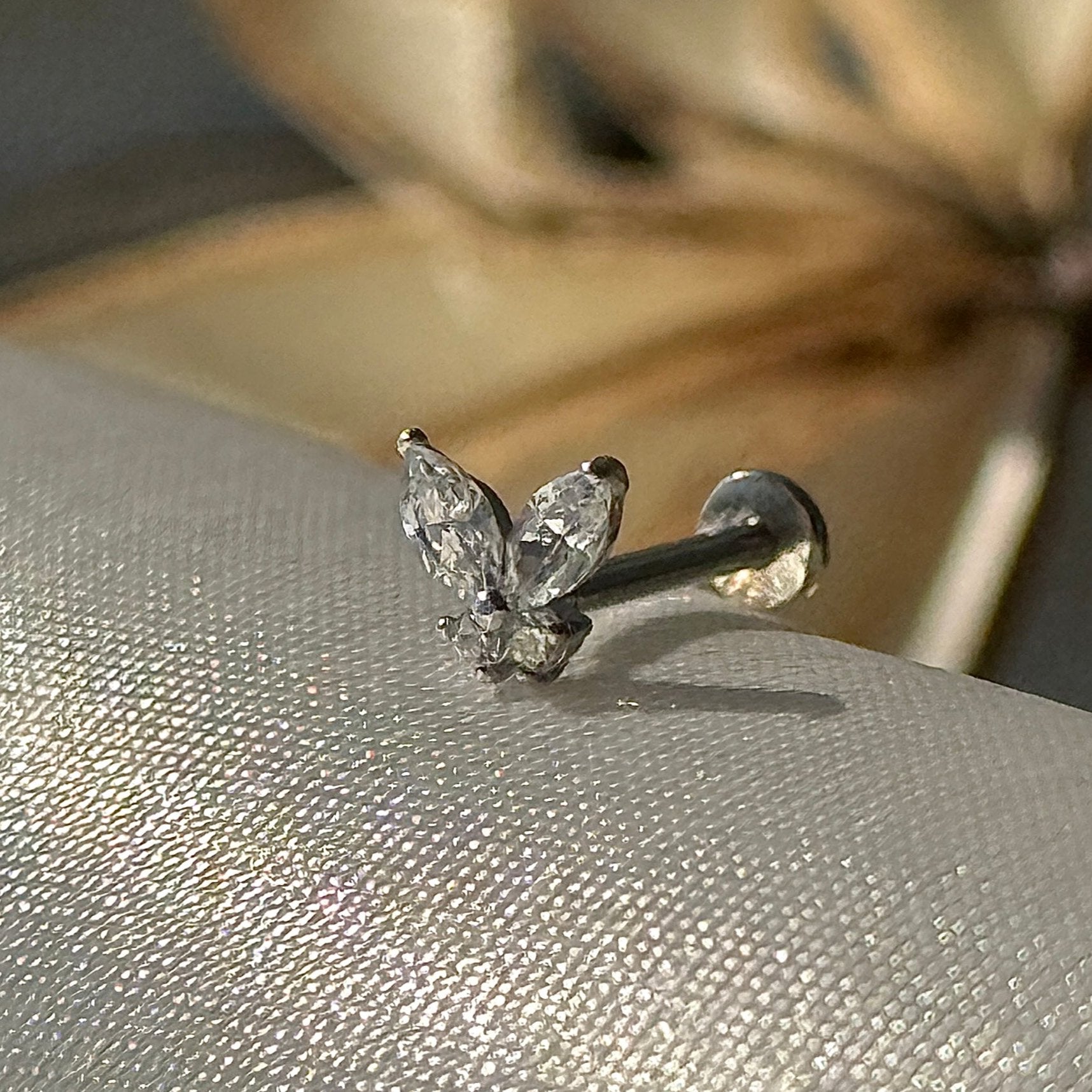 Fluttering Butterfly Flat Back Stud in Solid 14k White Gold