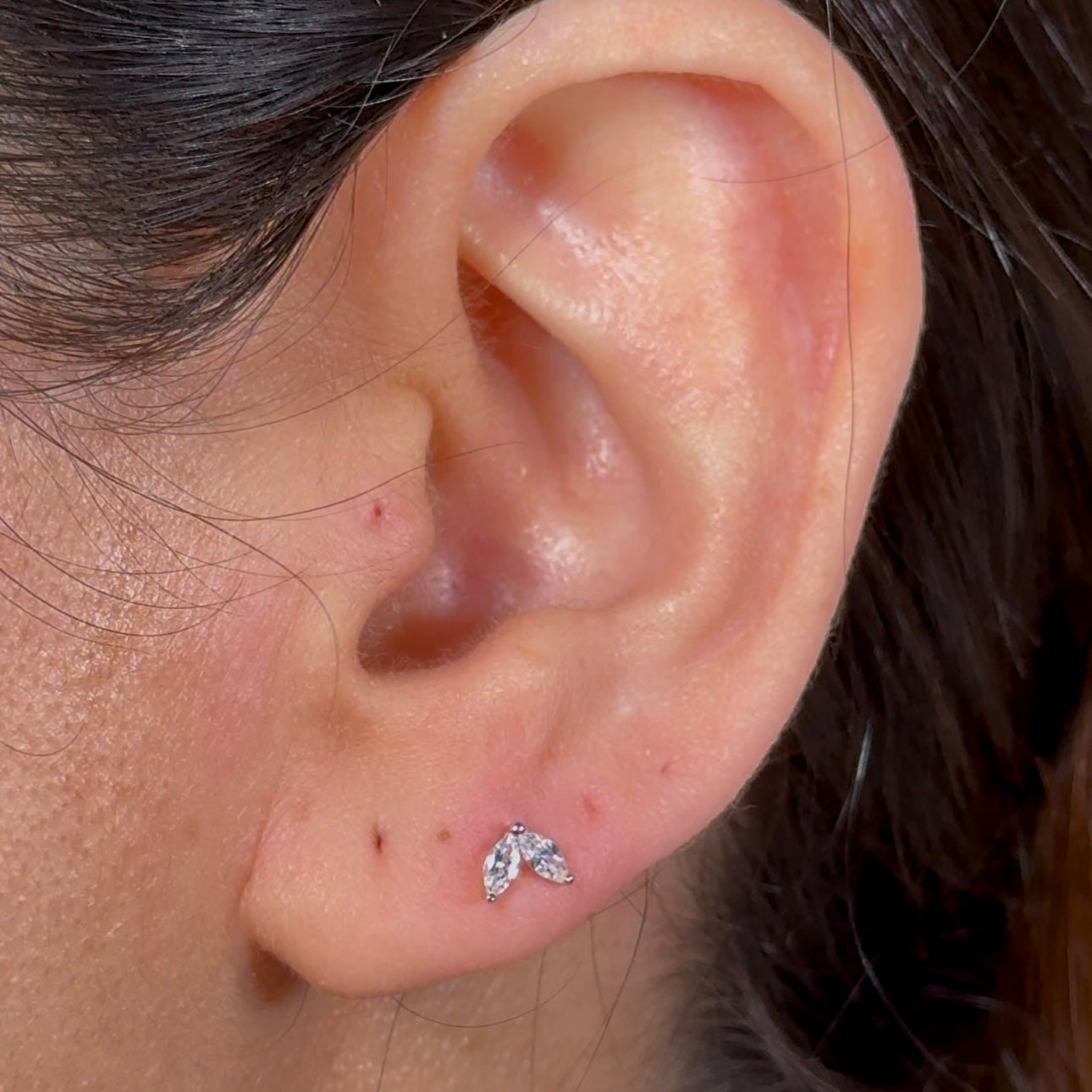 Ruby Double Marquise Flat Back Stud in Solid 14k Yellow Gold