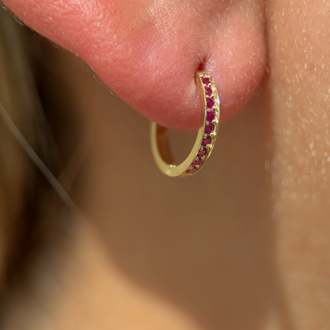 Ruby Cartilage Hoop in Solid 14k Yellow Gold