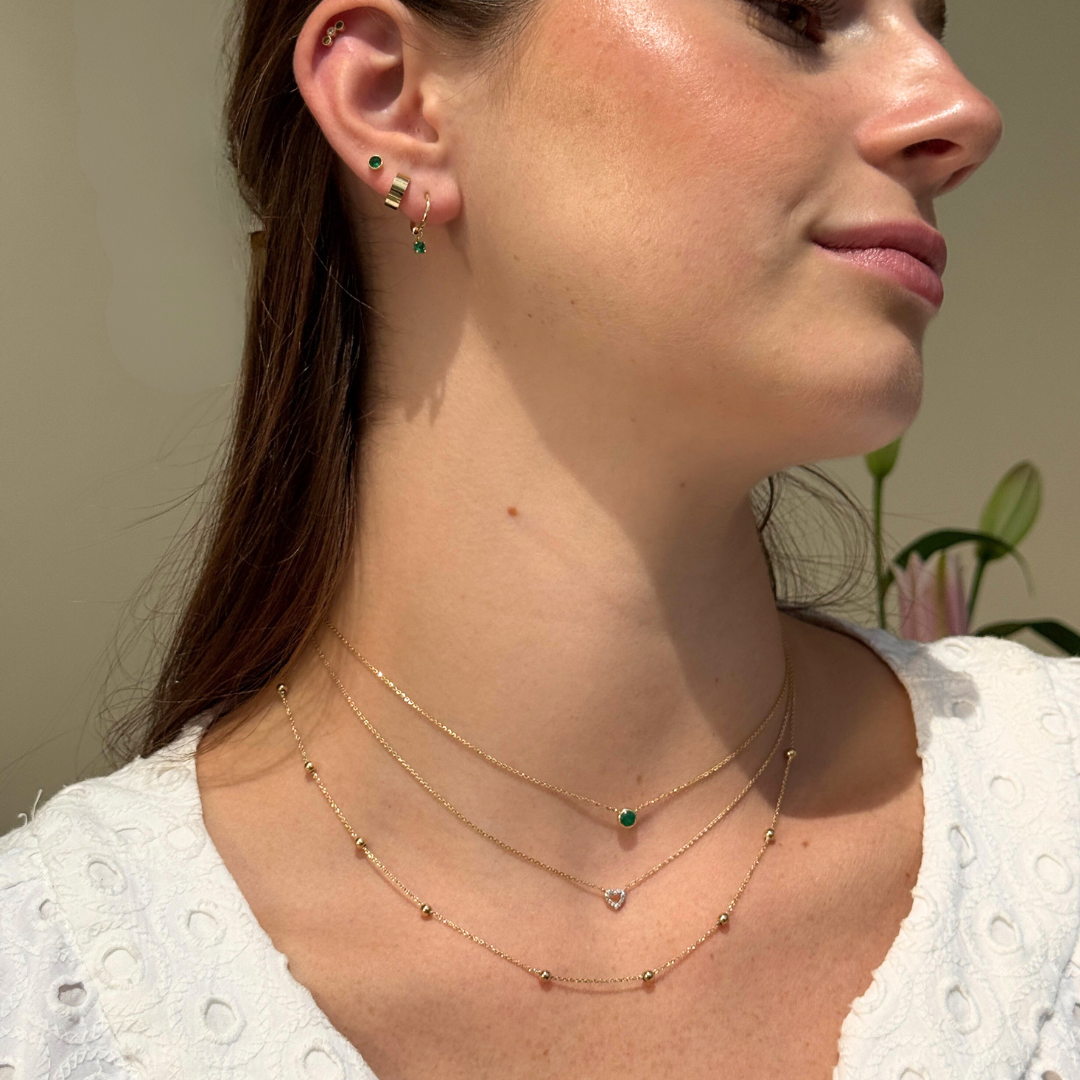White Gold Heart Diamond Station Necklace