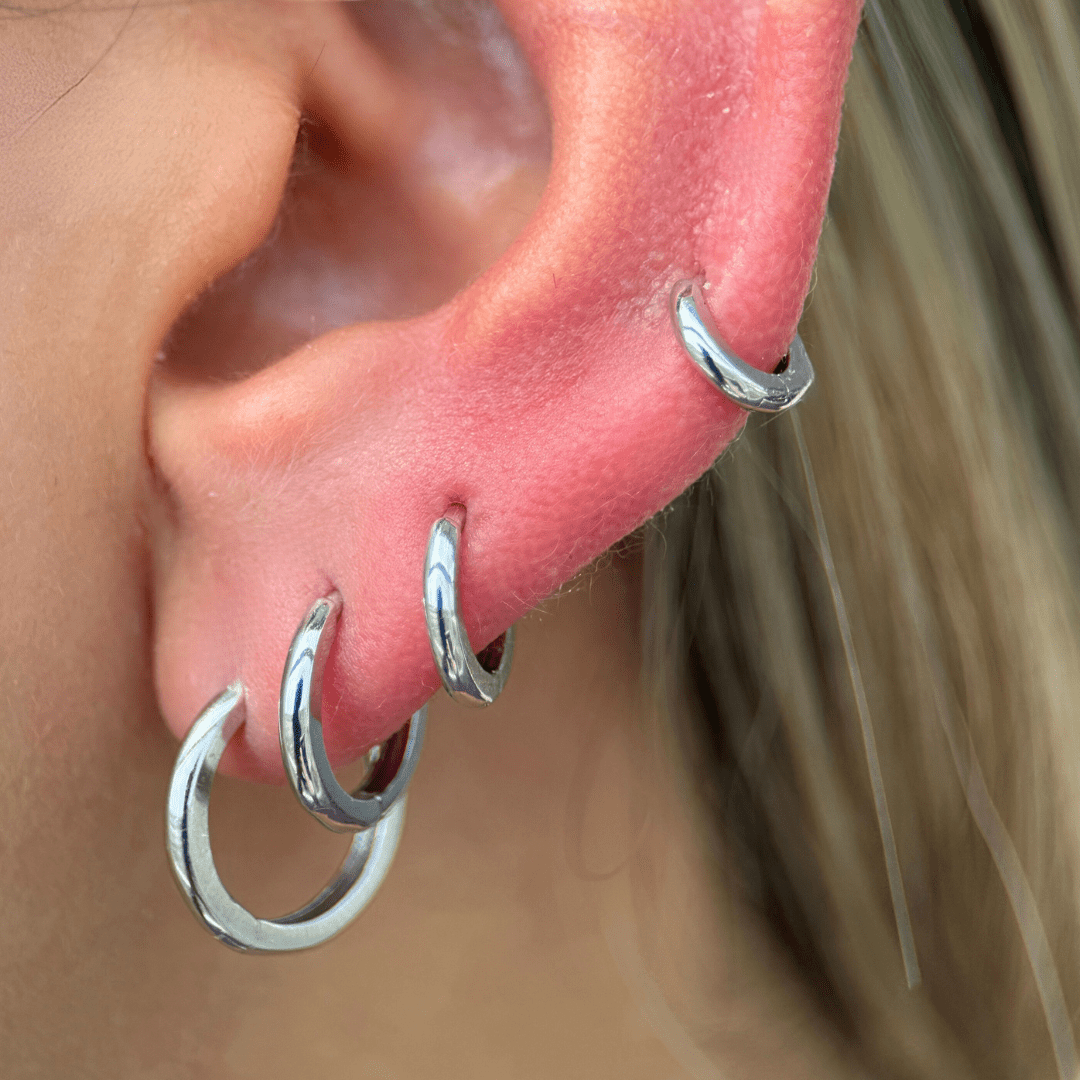 Infinity Hoop Earring in Solid 14k White Gold