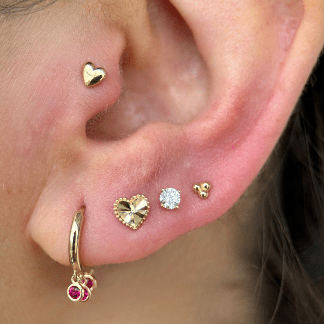 Ruby Charm Hoop in Solid 14k Yellow Gold