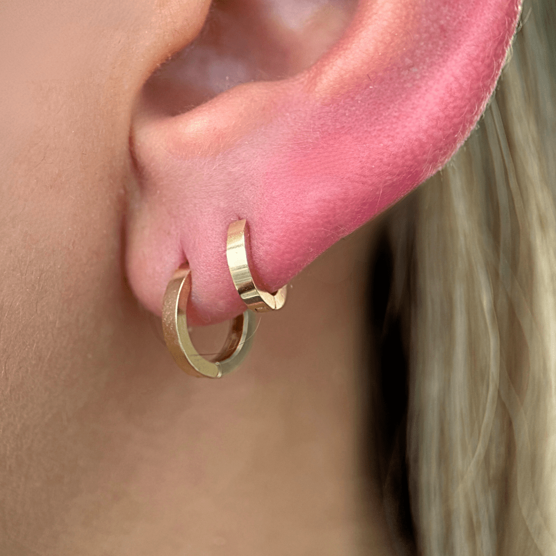Gold Mini Hoop Earring in Solid 14k Yellow Gold