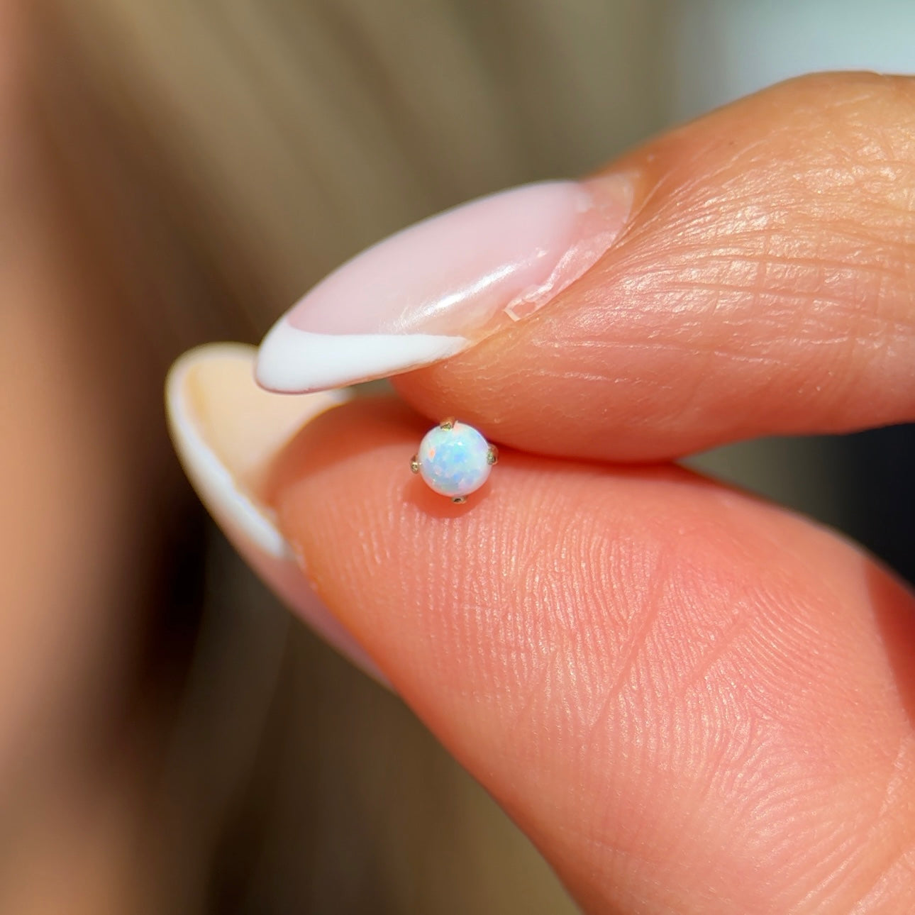 Solid 14k Gold Opal Prong Set Stud Earring