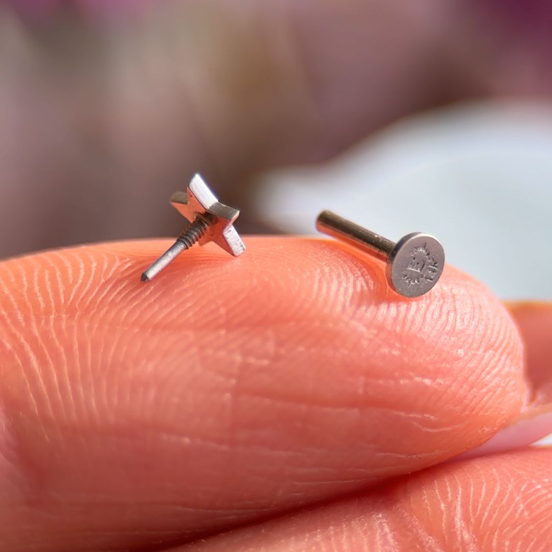Star Flat Back Stud in Solid 14k White Gold