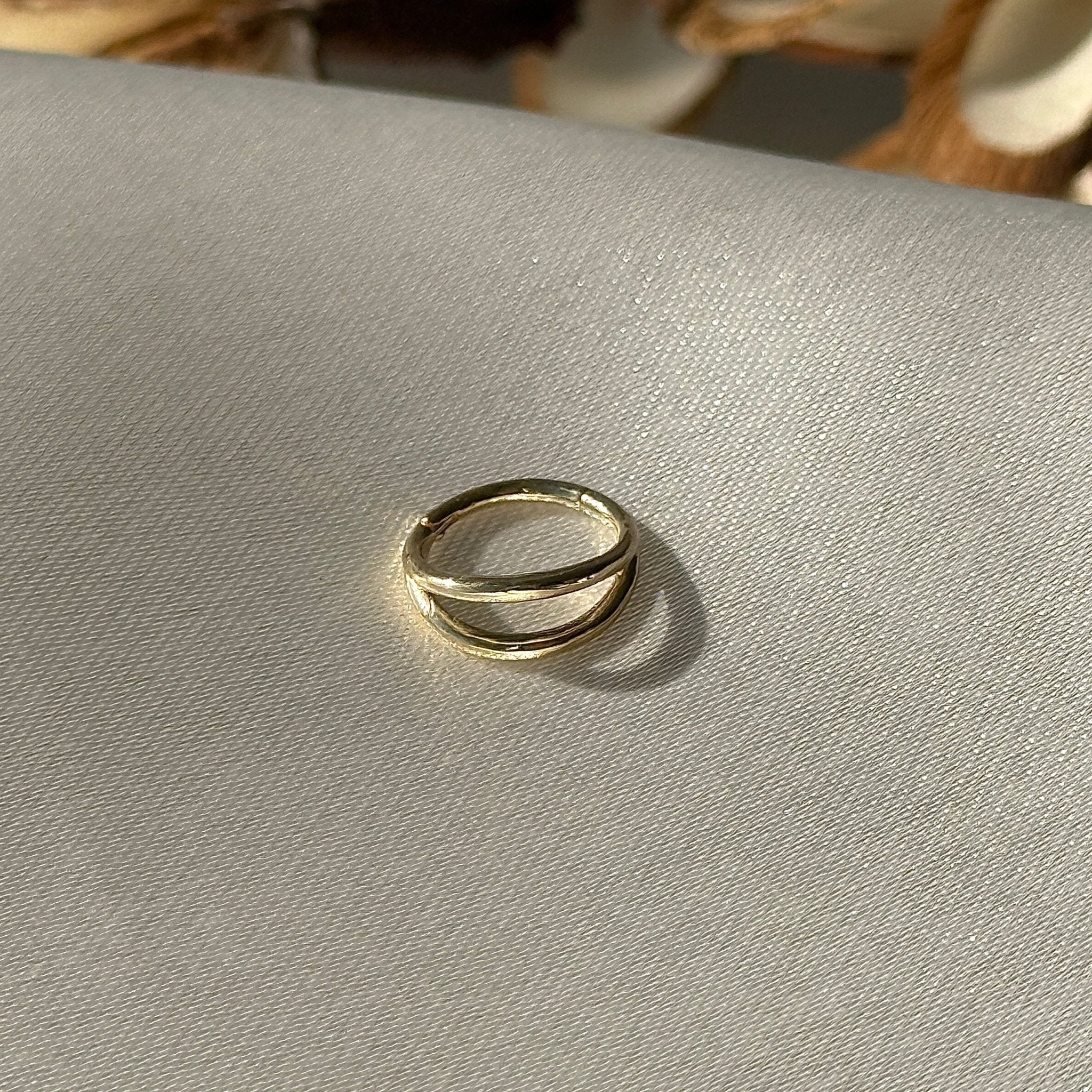 Twin Band Statement Hoop in Solid 14k Yellow Gold