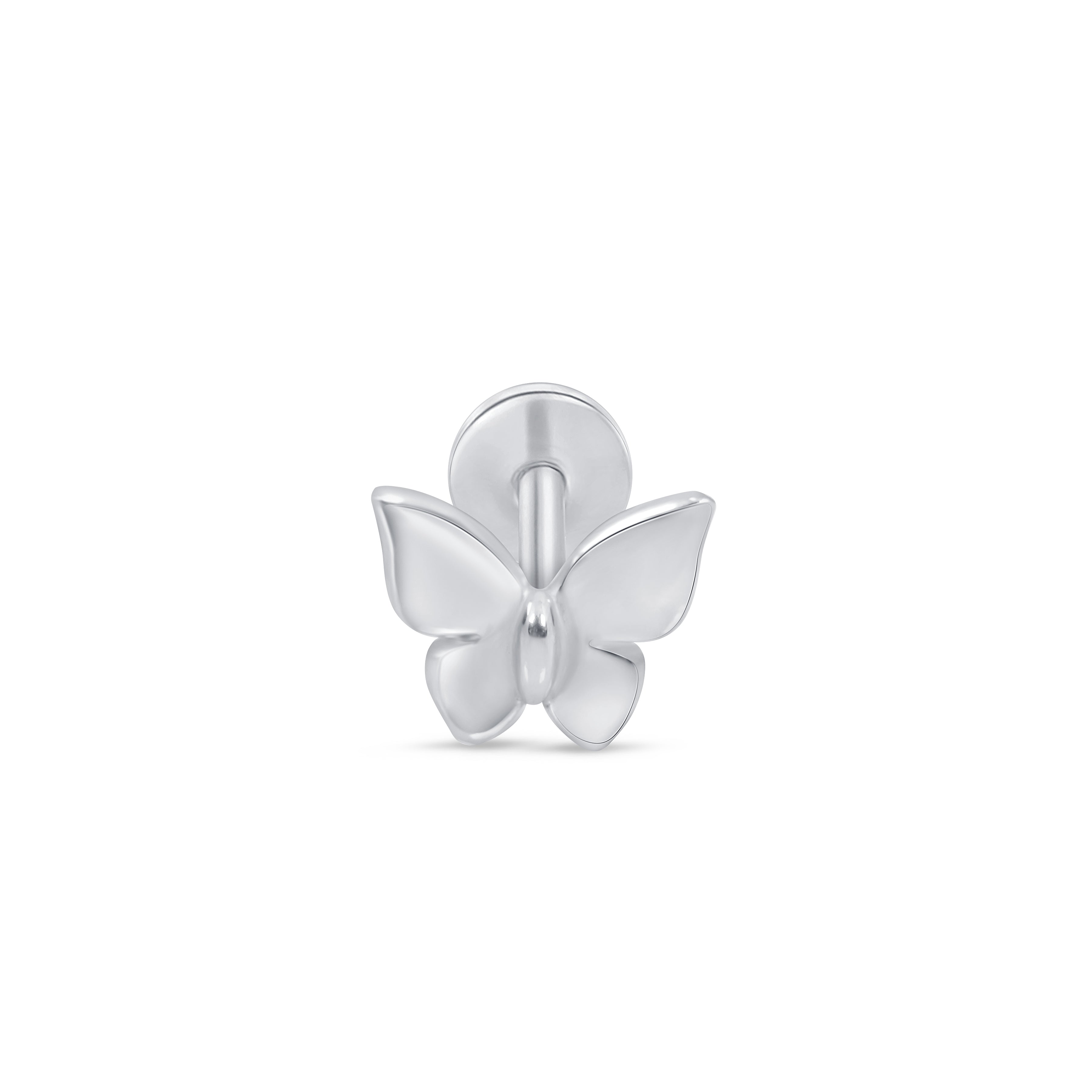 Butterfly Flat Back Stud Flat Back Stud in Solid 14k White Gold