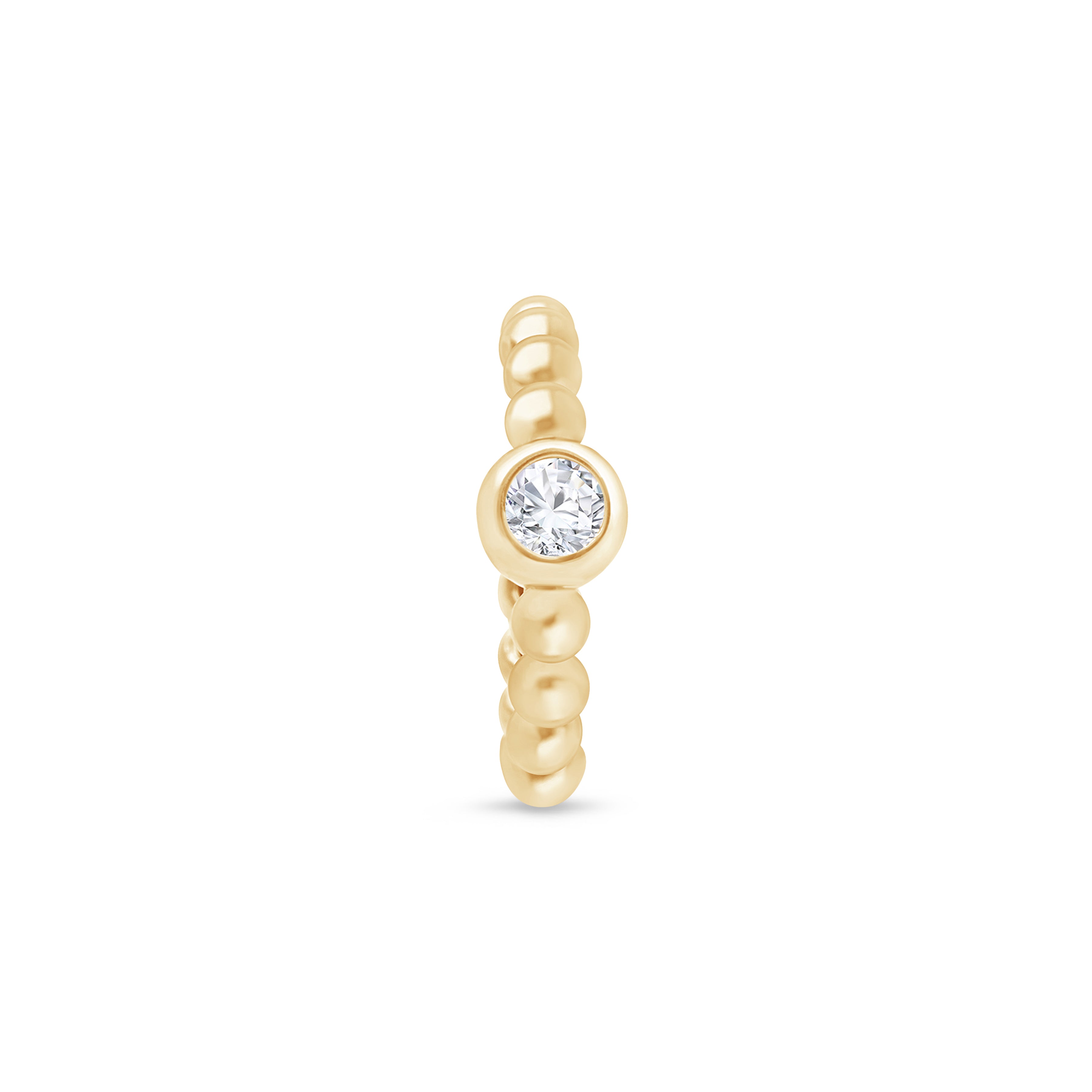 Beaded Bubble Cuff with Stud in Solid 14k Yellow Gold