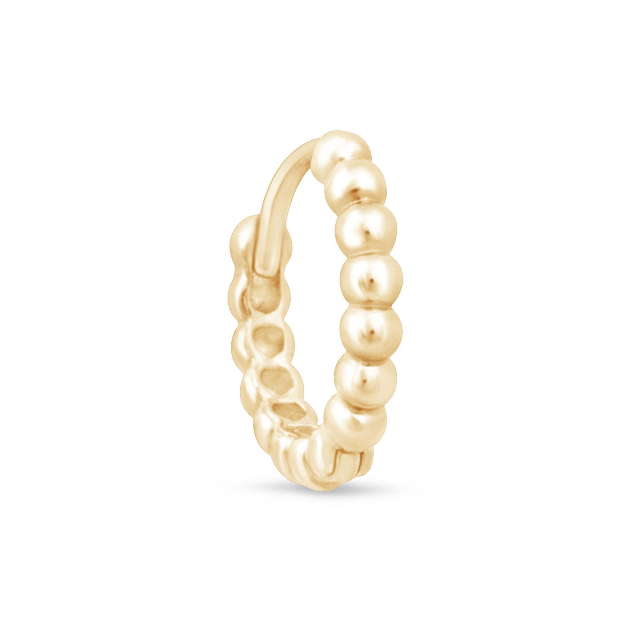Bubble Beaded Hoop Earring in Solid 14k Yellow Gold