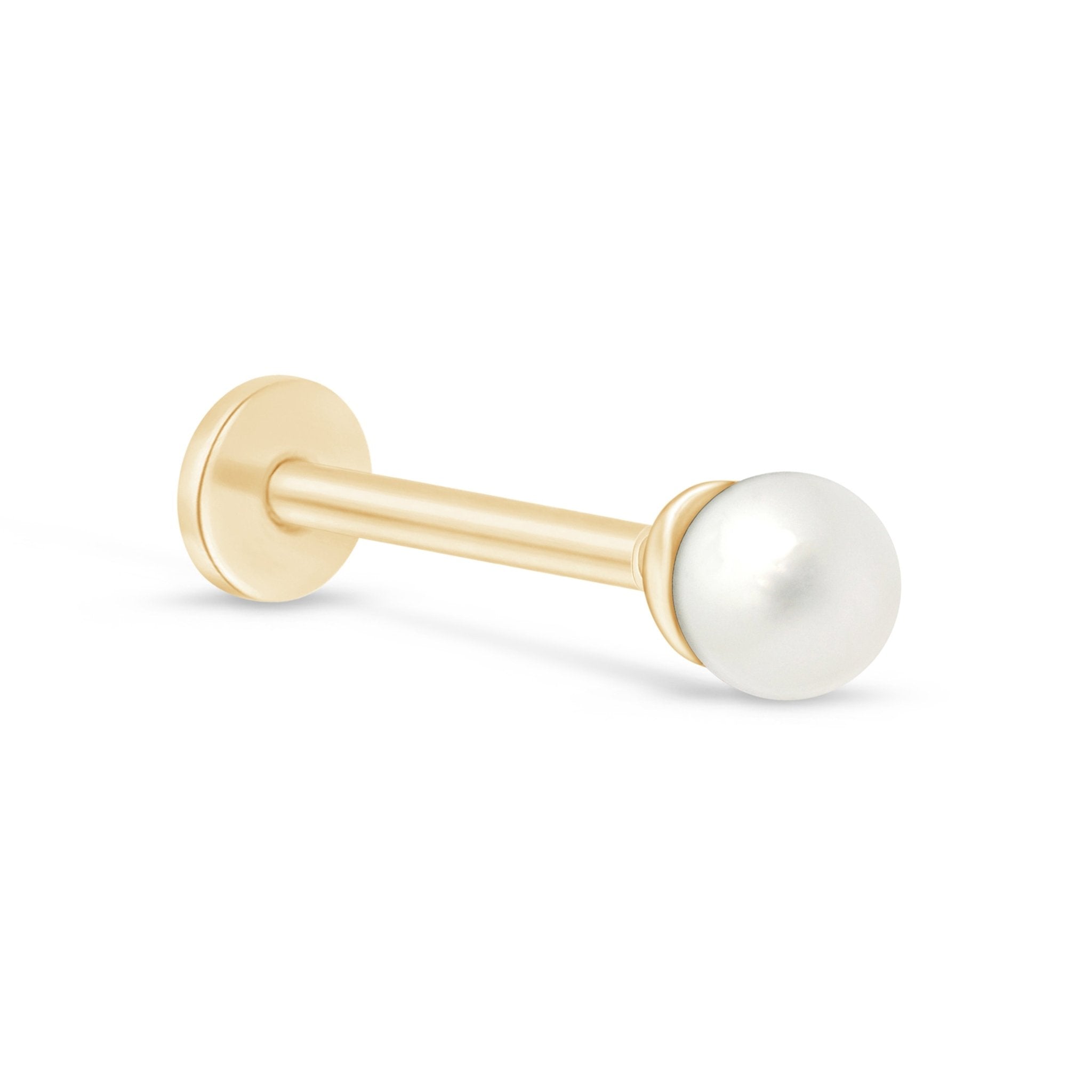 Pearl Flat Back Stud in Solid 14k Yellow Gold