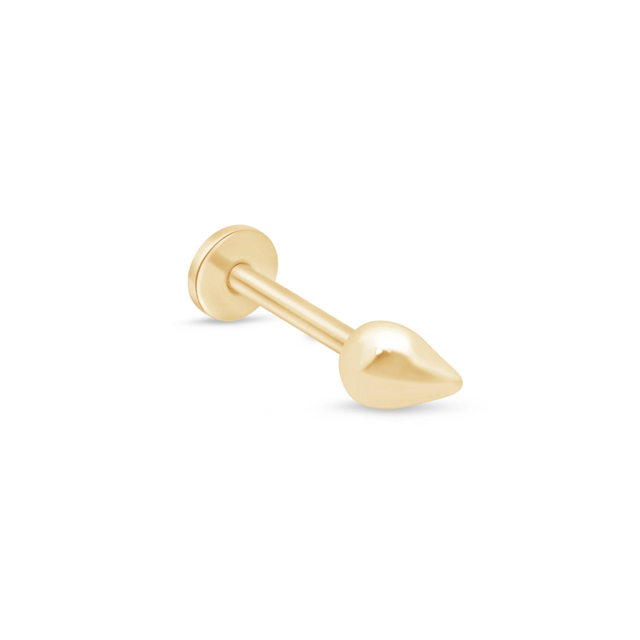 Teardrop Threaded Stud Flat Back Stud in Solid 14k Yellow Gold