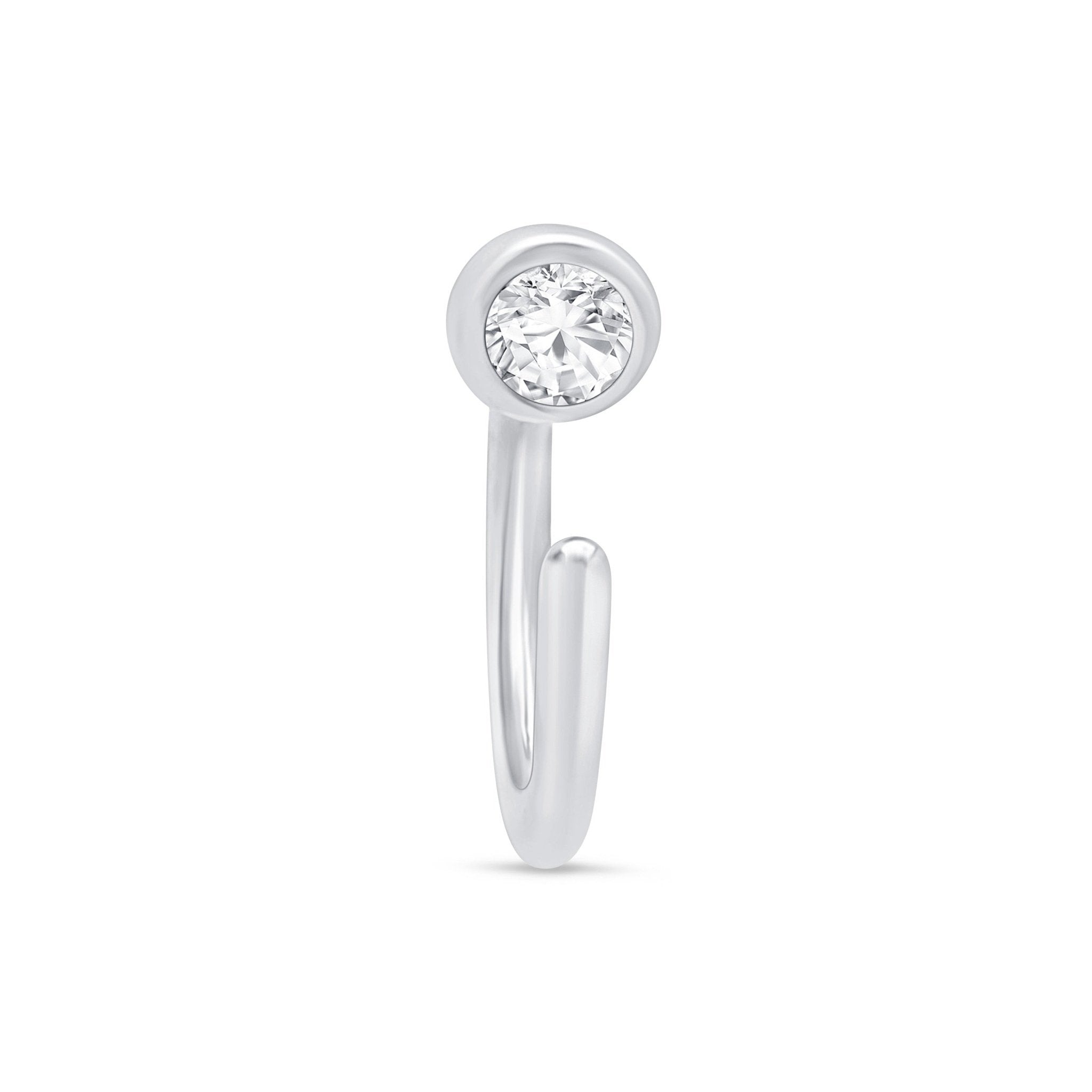 Cubic Zirconia Ear Cuff in Solid 14k White Gold